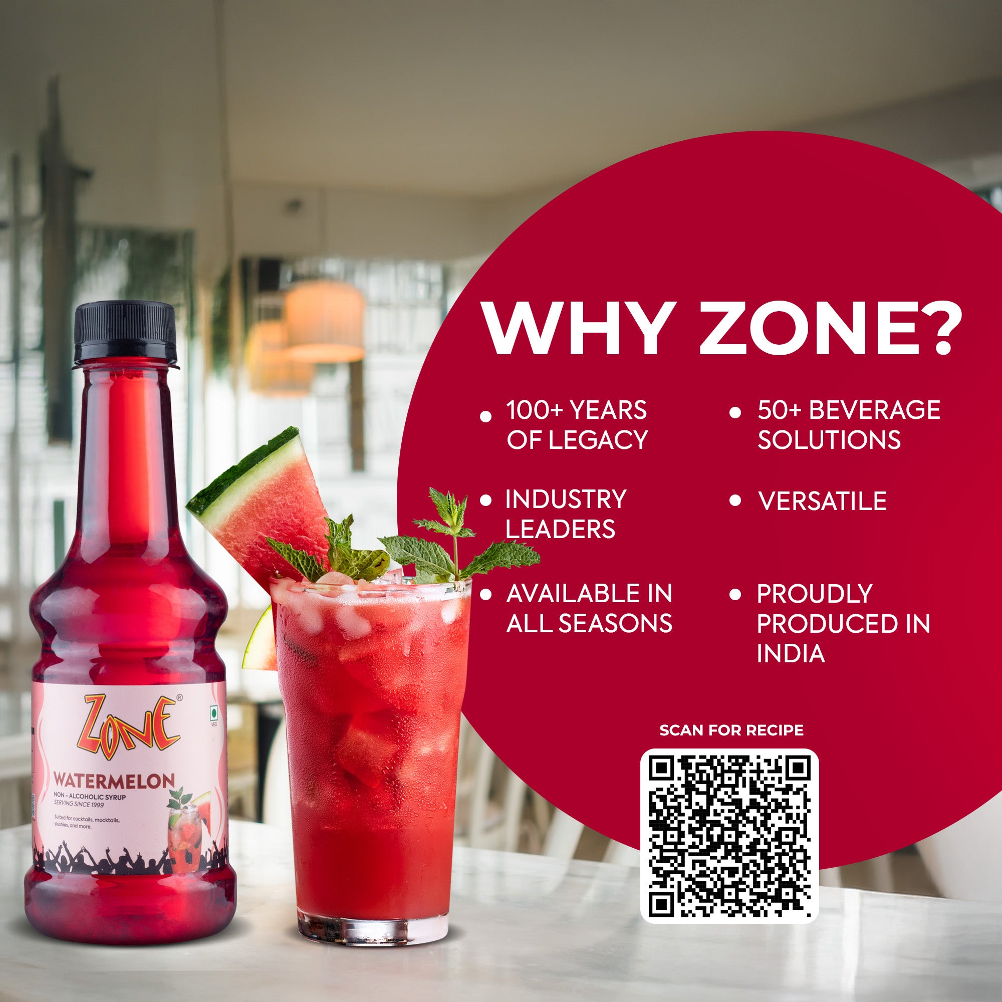 Zone Water Melon Flavoured Syrup 300ml