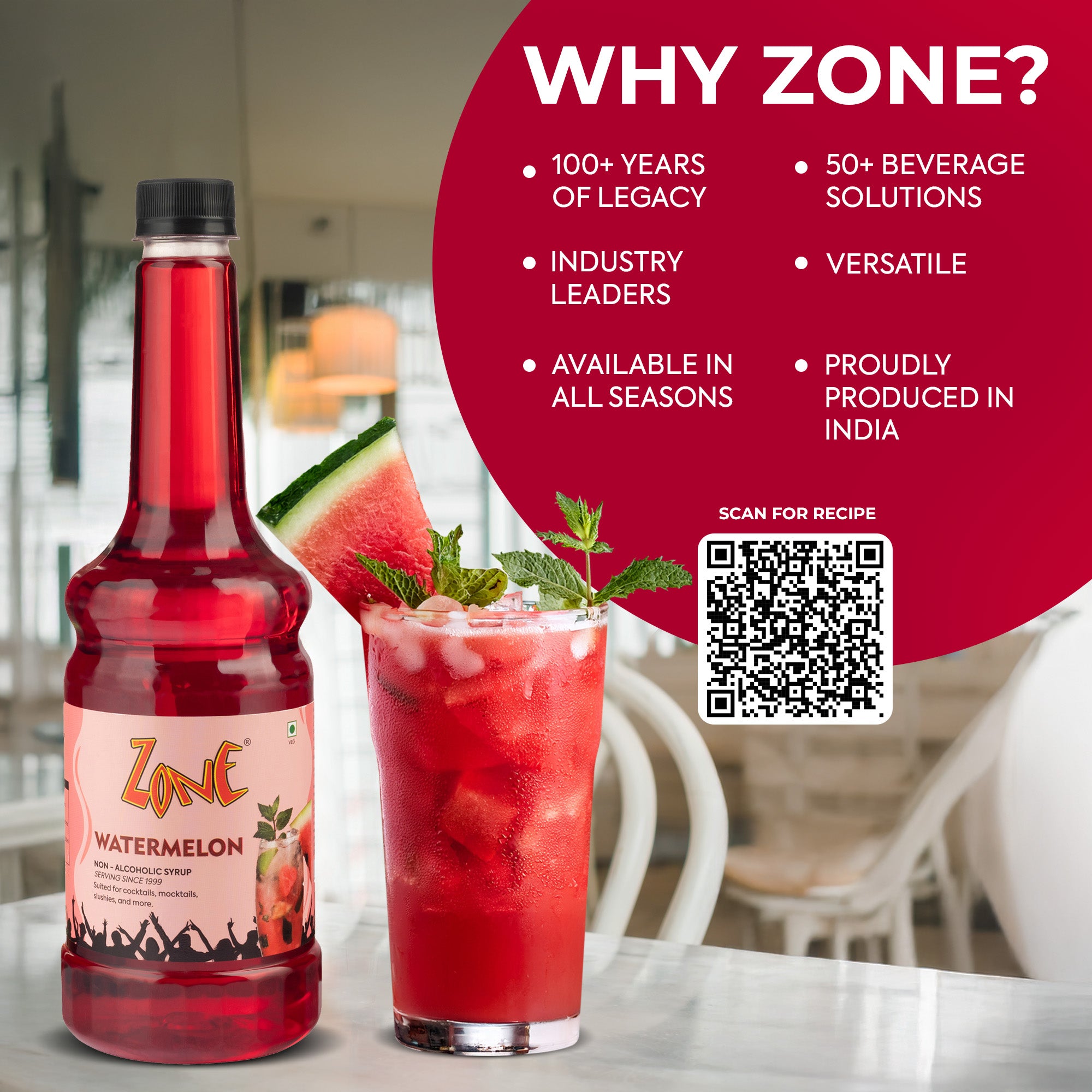 Zone Watermelon Flavoured Syrup 750ml