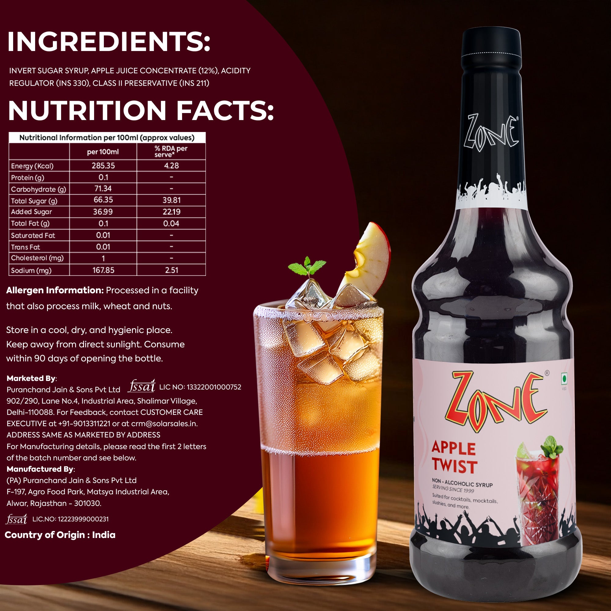 Zone Apple Twist Flavoured Syrup