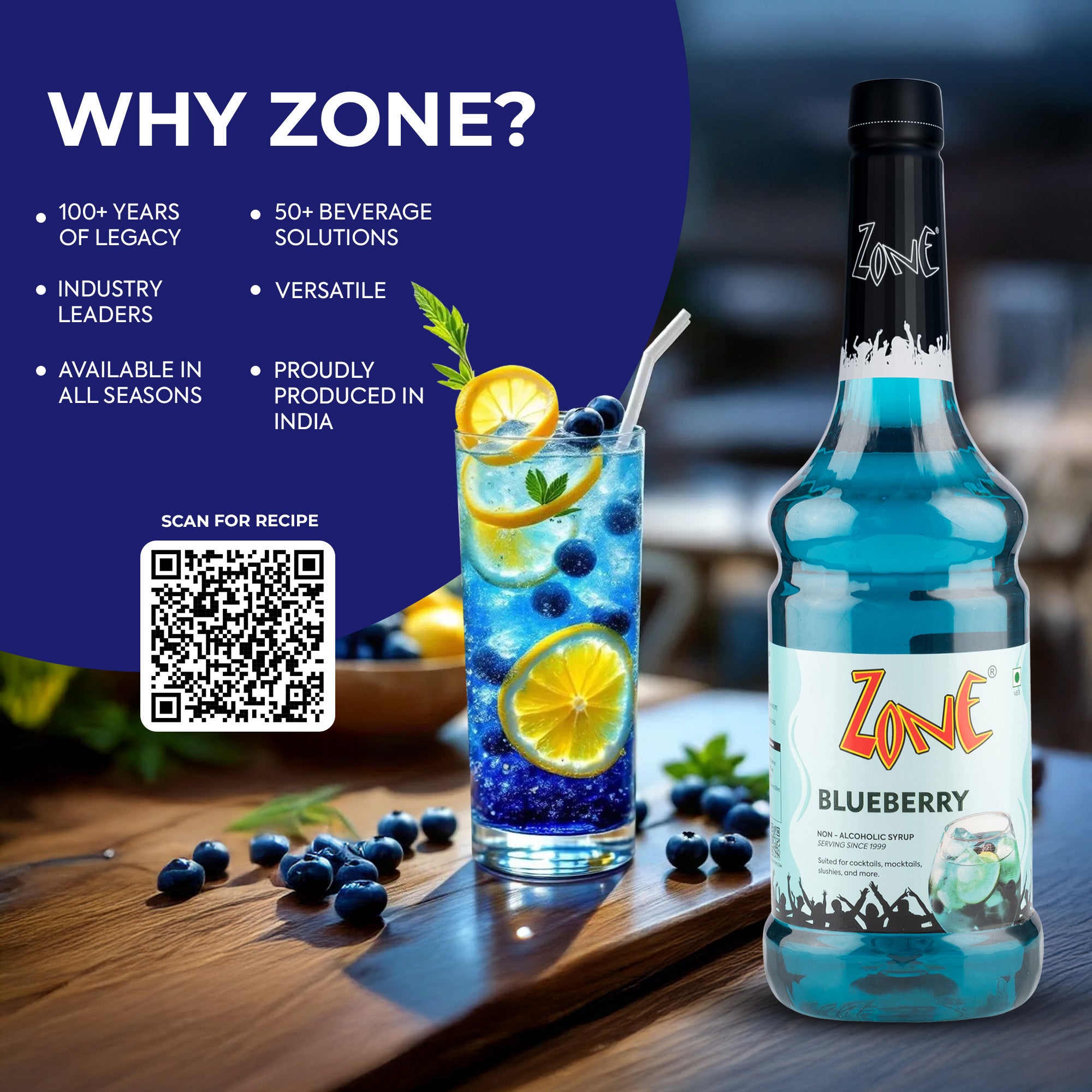 Zone Blueberry Flavoured Syrup 1000ml