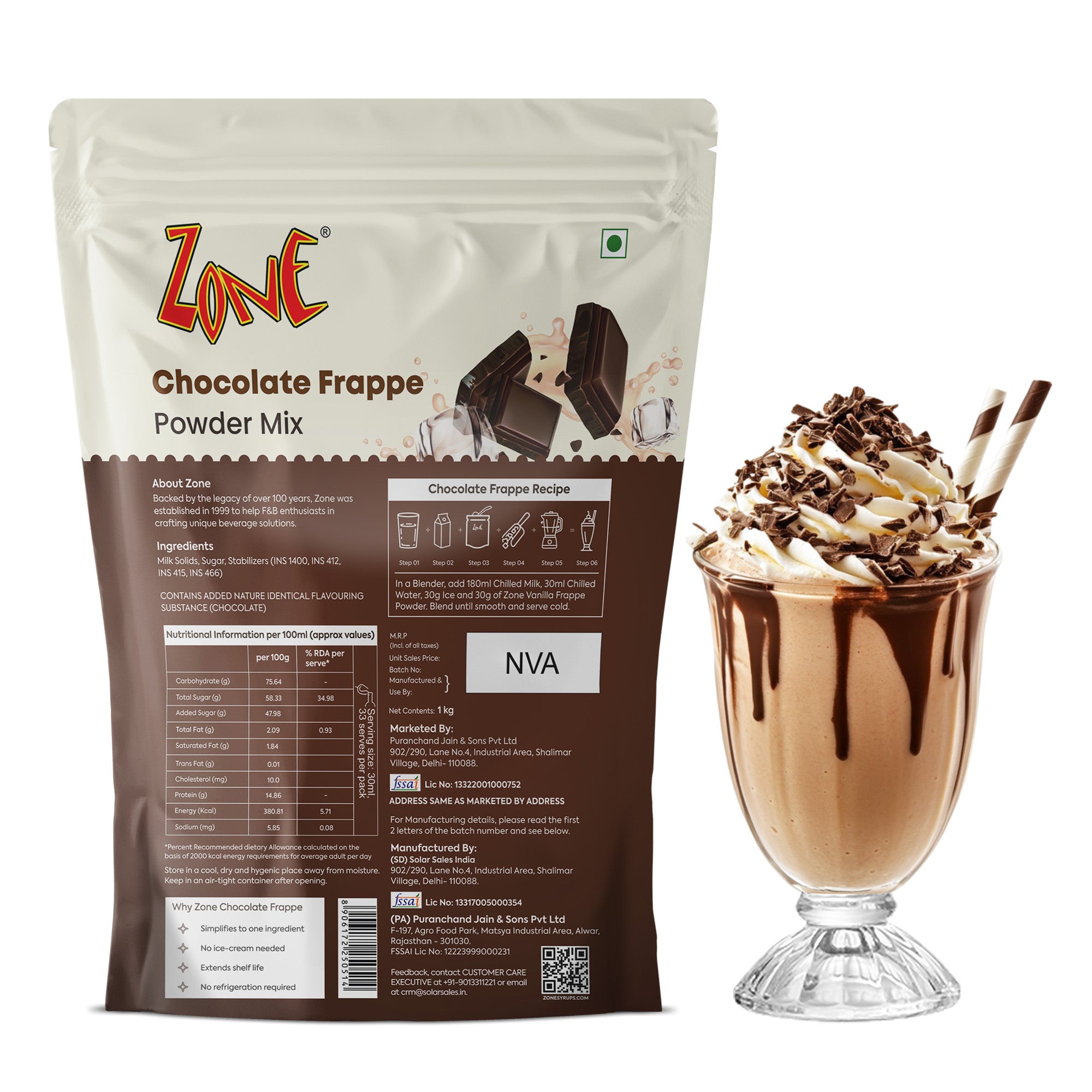 Zone Chocolate Frappe Powder 1kg