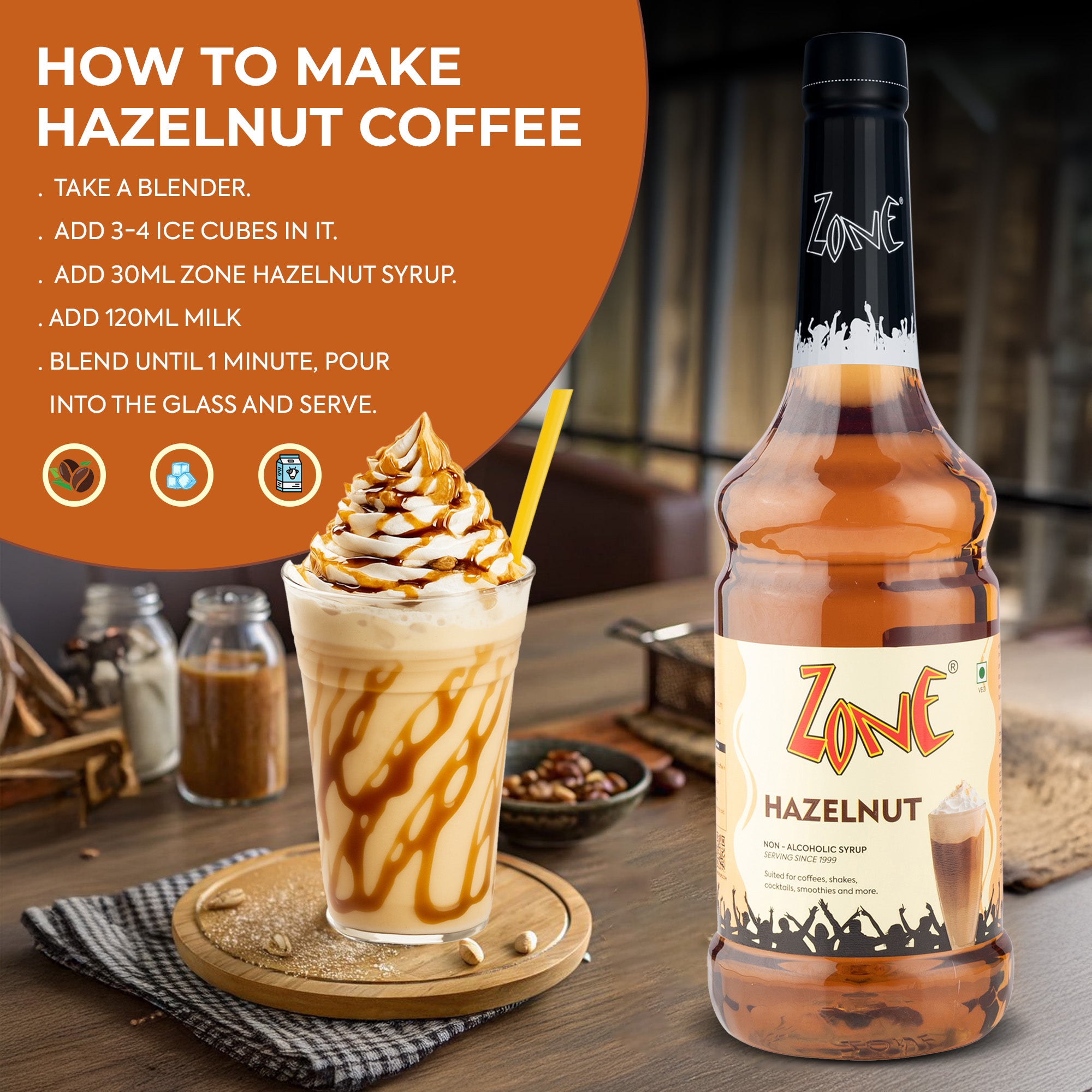 Zone Hazelnut Flavoured Syrup 1000ml