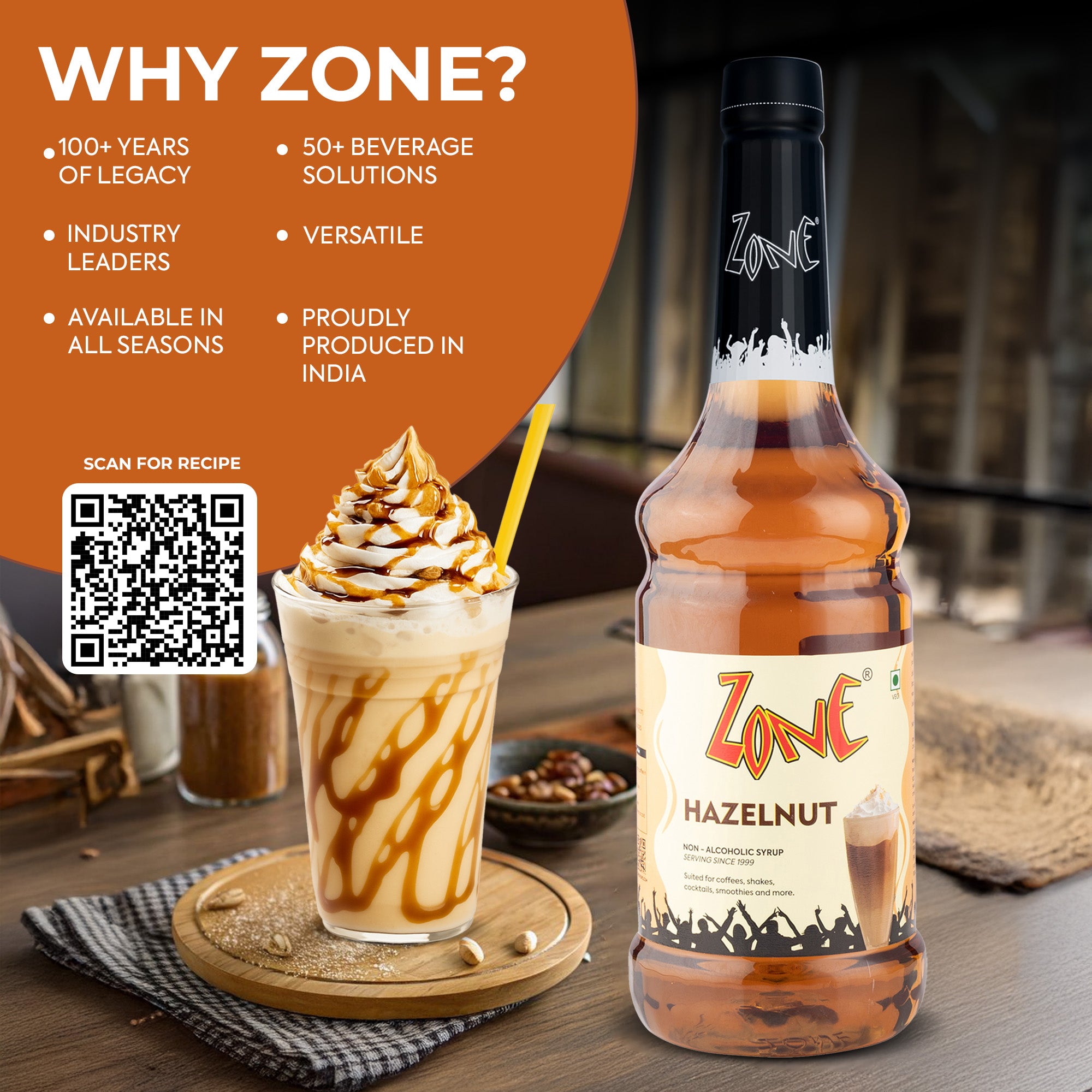 Zone Hazelnut Flavoured Syrup 1000ml