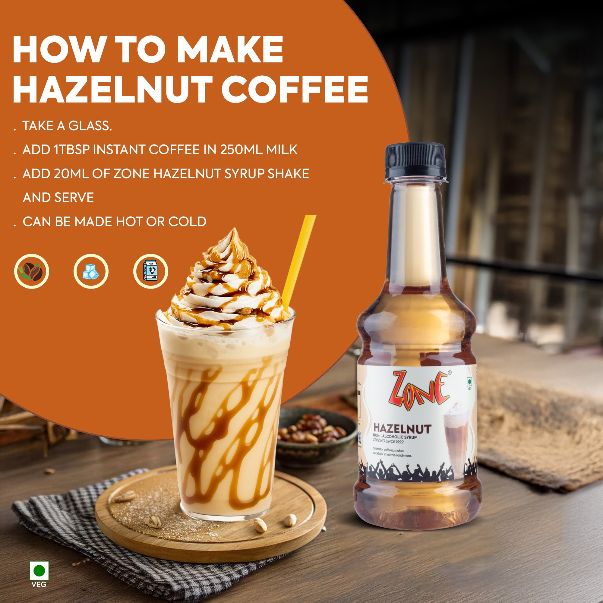 Zone Hazelnut Flavoured Syrup 300ml