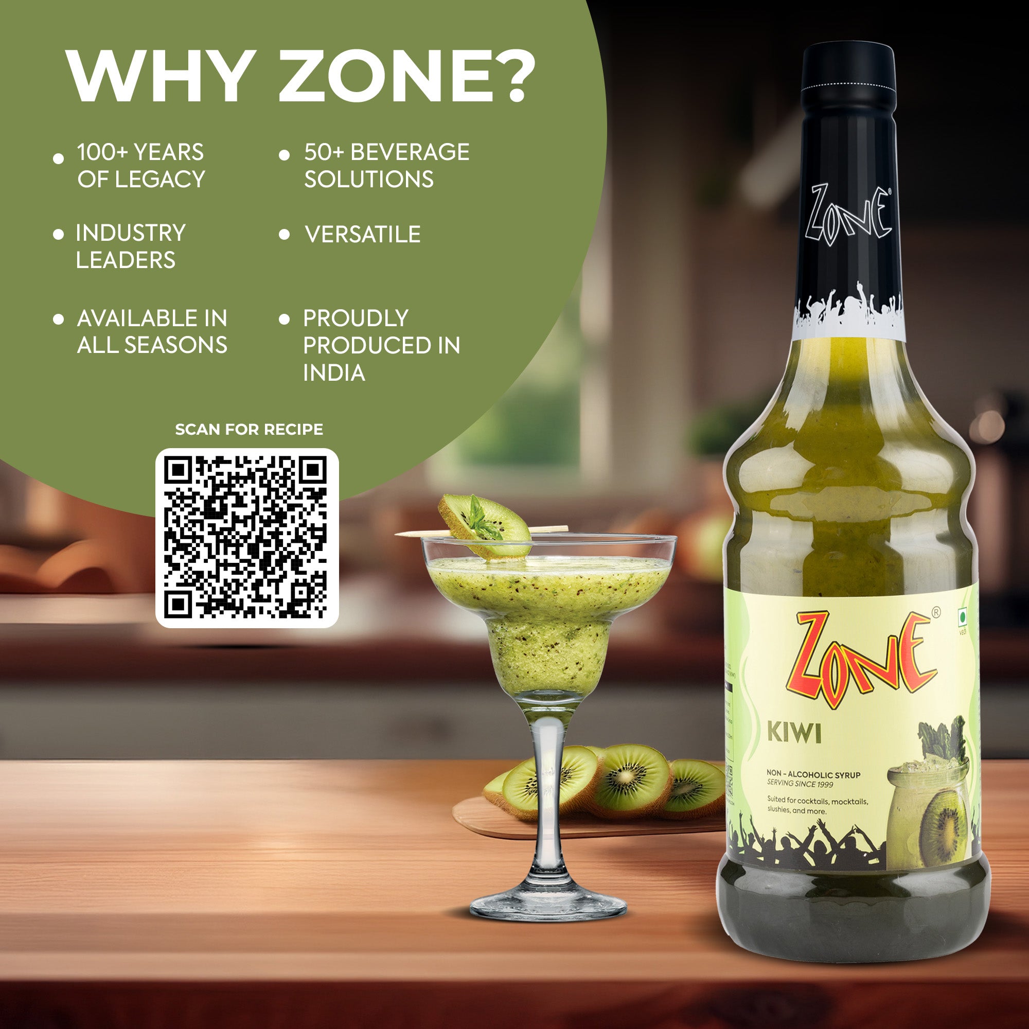 Zone Kiwi Flavoured Syrup 1000ml