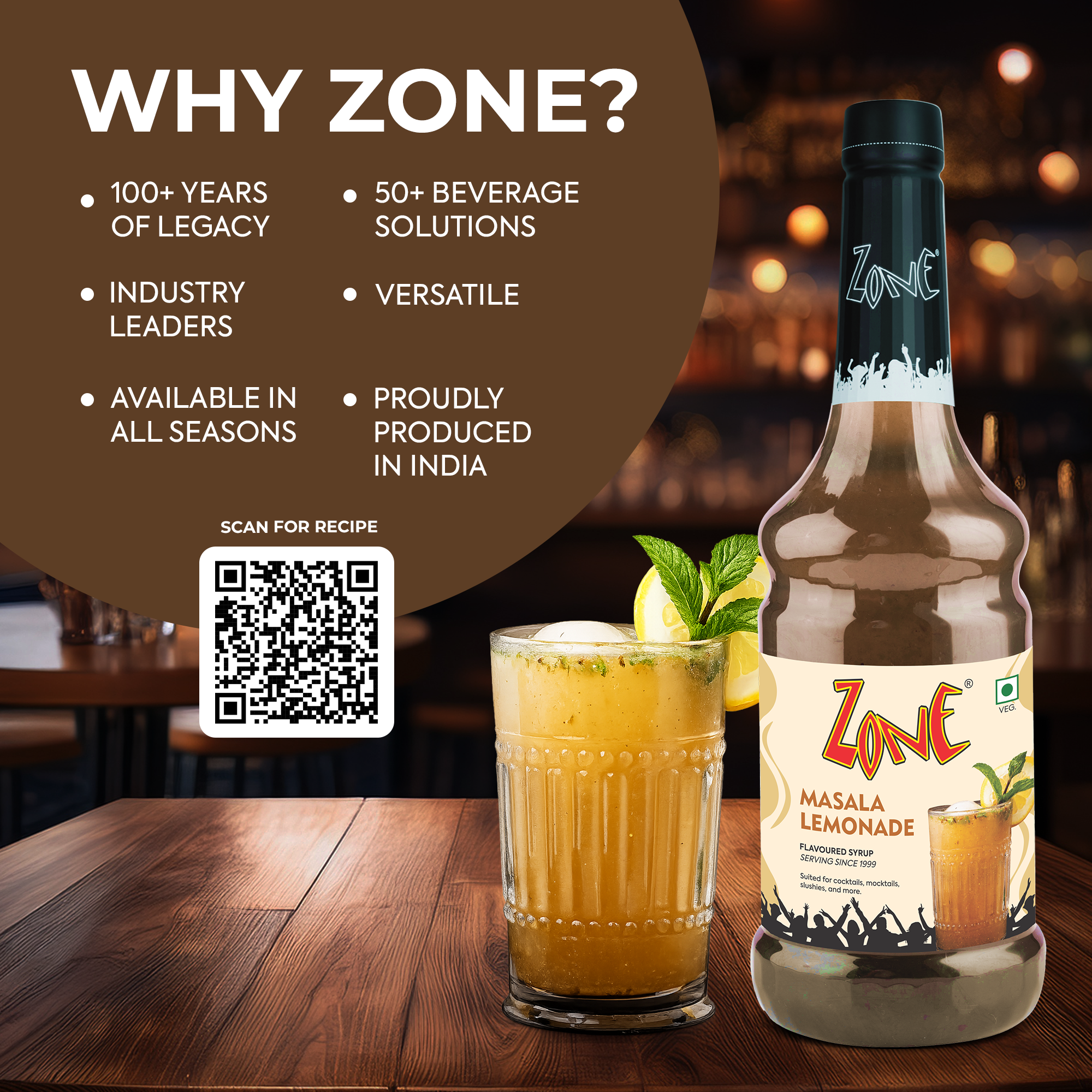 Zone Masala Lemonade Flavoured Syrup 1000ml