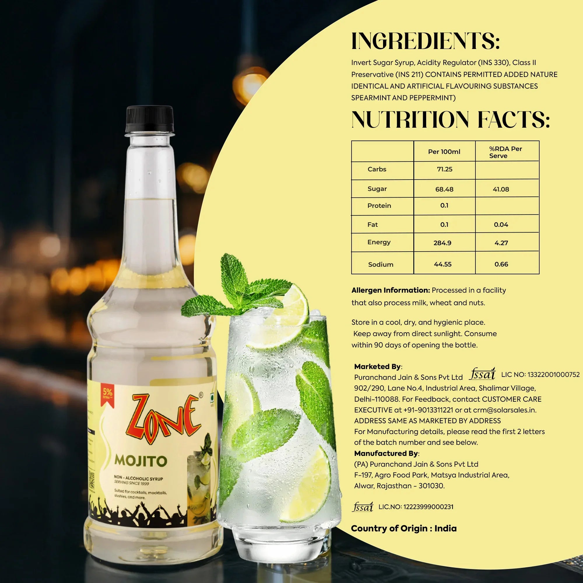 Zone Mojito Flavoured Syrup 1000ml