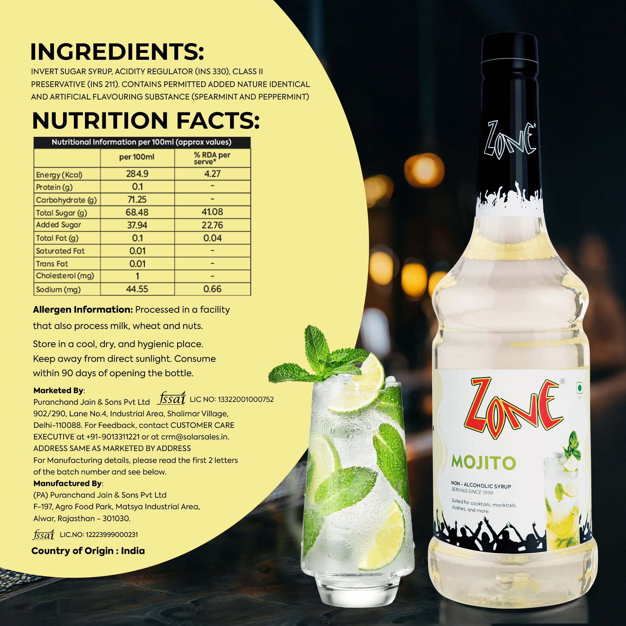 Zone Mojito Flavoured Syrup 1000ml