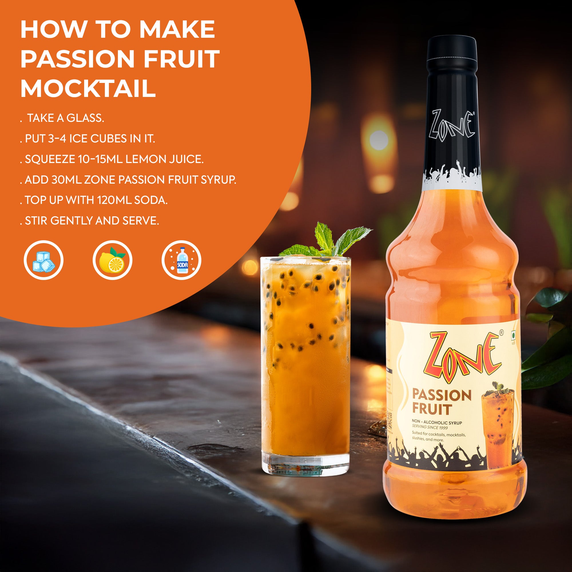 Zone Passion Fruit Flavoured Syrup 1000ml