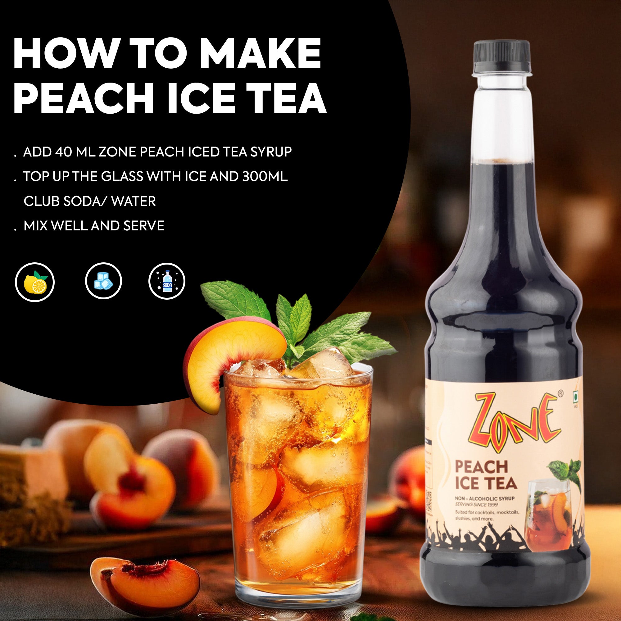 Zone Peach Ice Tea Flavoured Syrup 1000ml