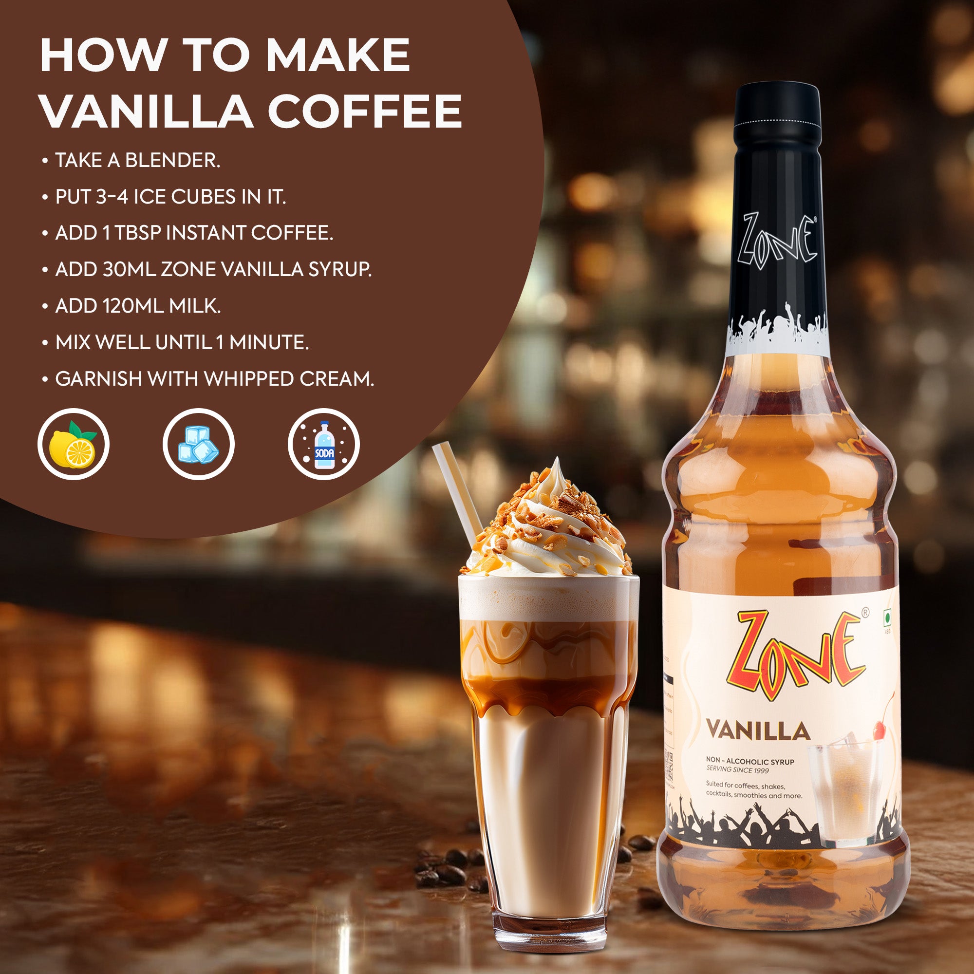 Zone Vanilla Flavoured Syrup 1000ml