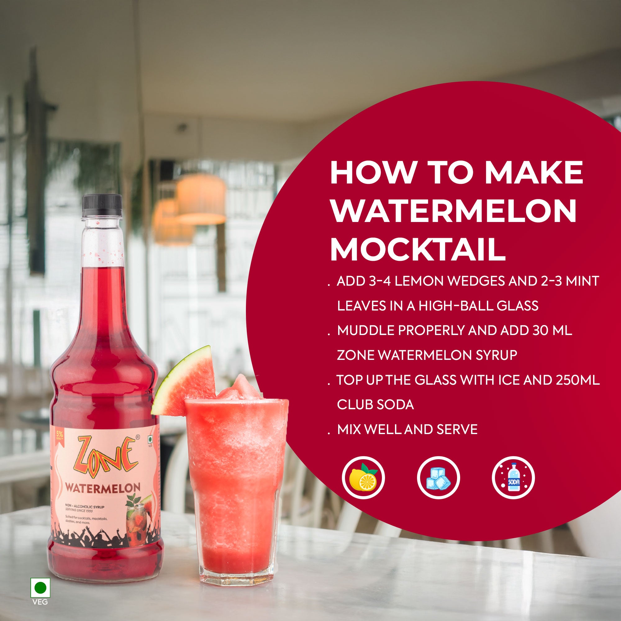 Zone Watermelon Flavoured Syrup 1000ml