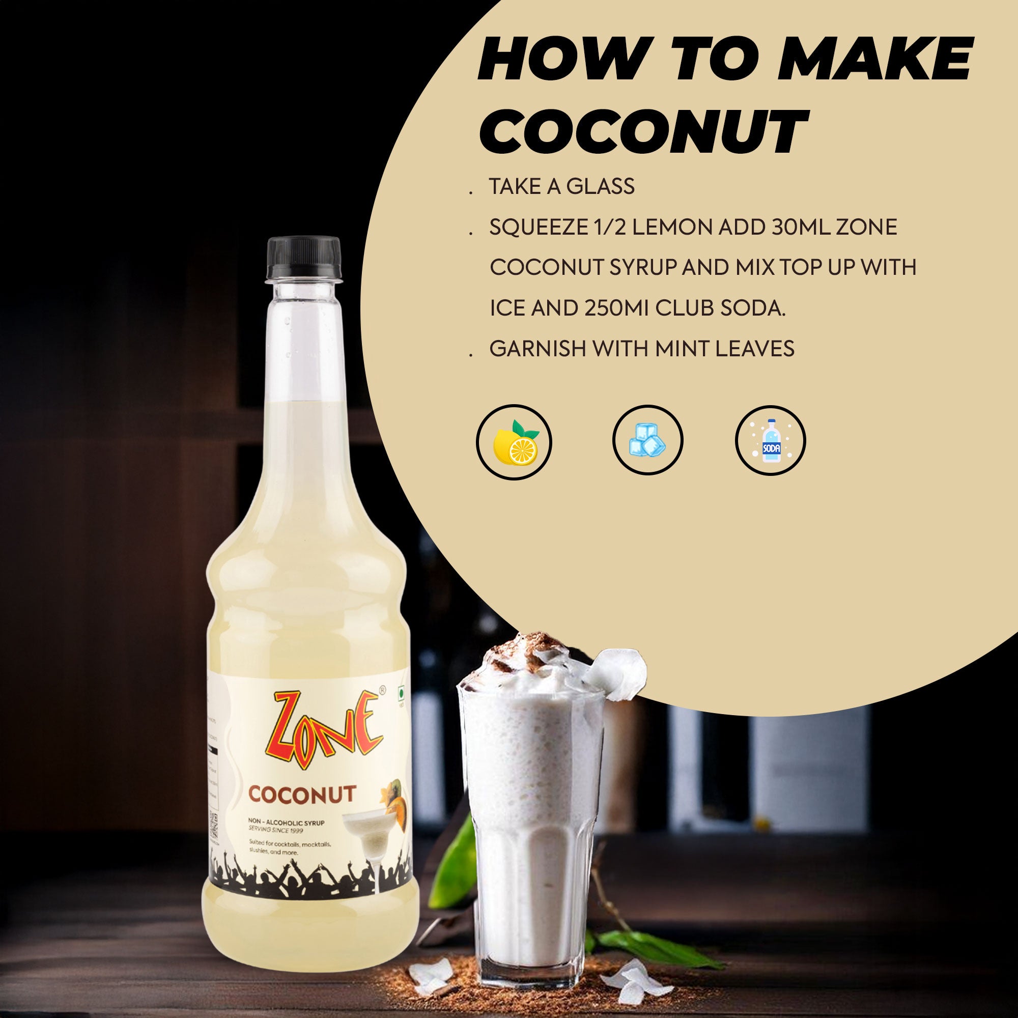 Zone Coconut Flavoured Syrup 1000ml