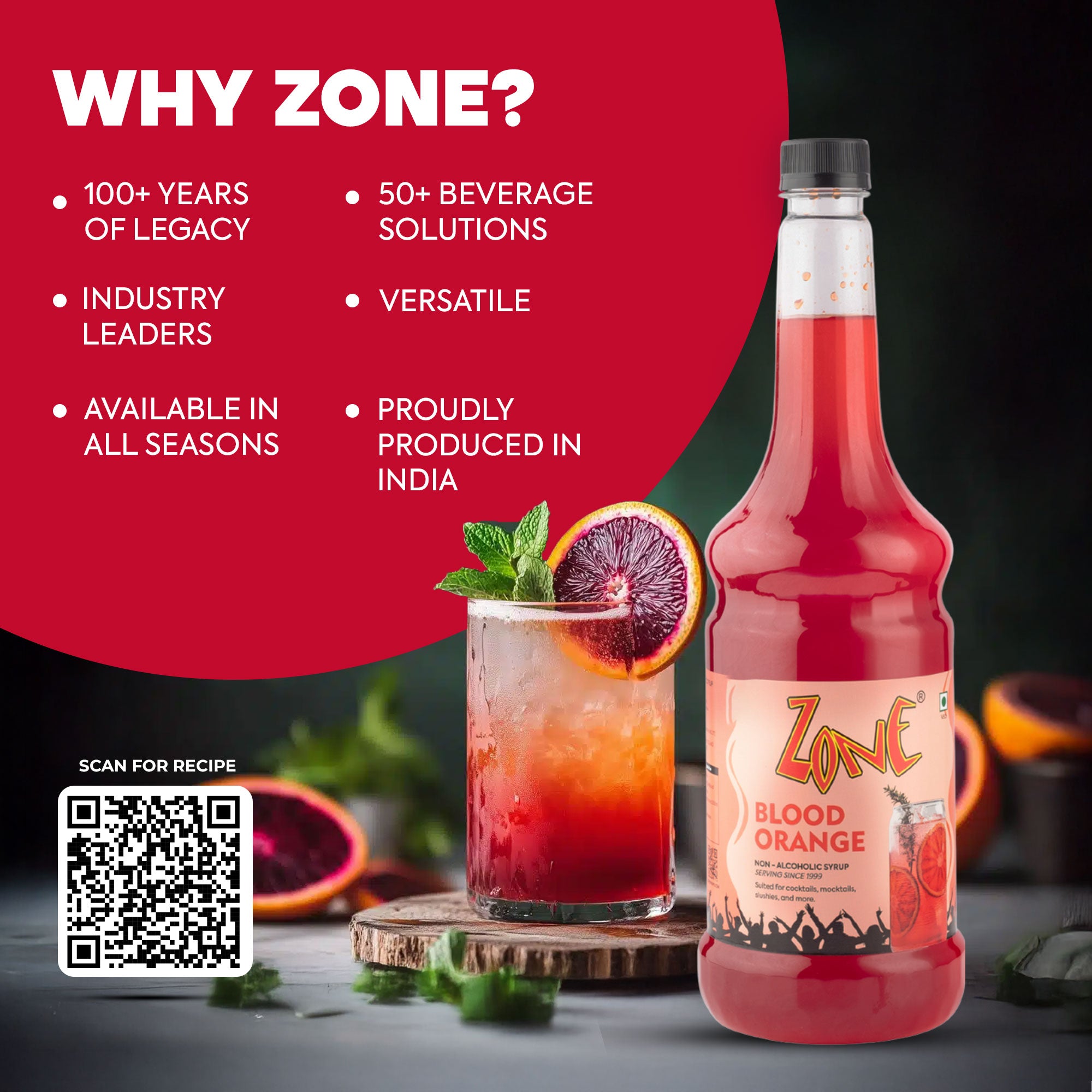 Zone Blood Orange Flavoured Syrup 1000ml