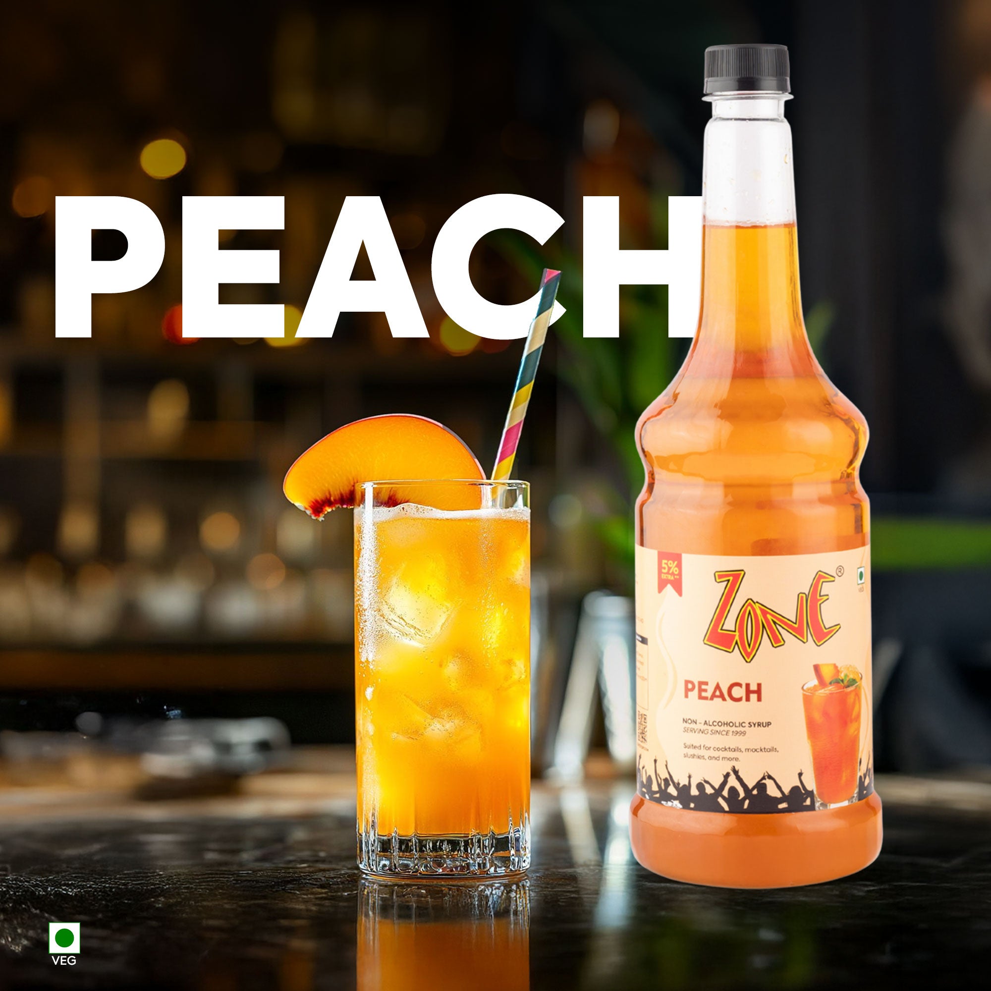 Zone Peach Flavoured Syrup 1000ml