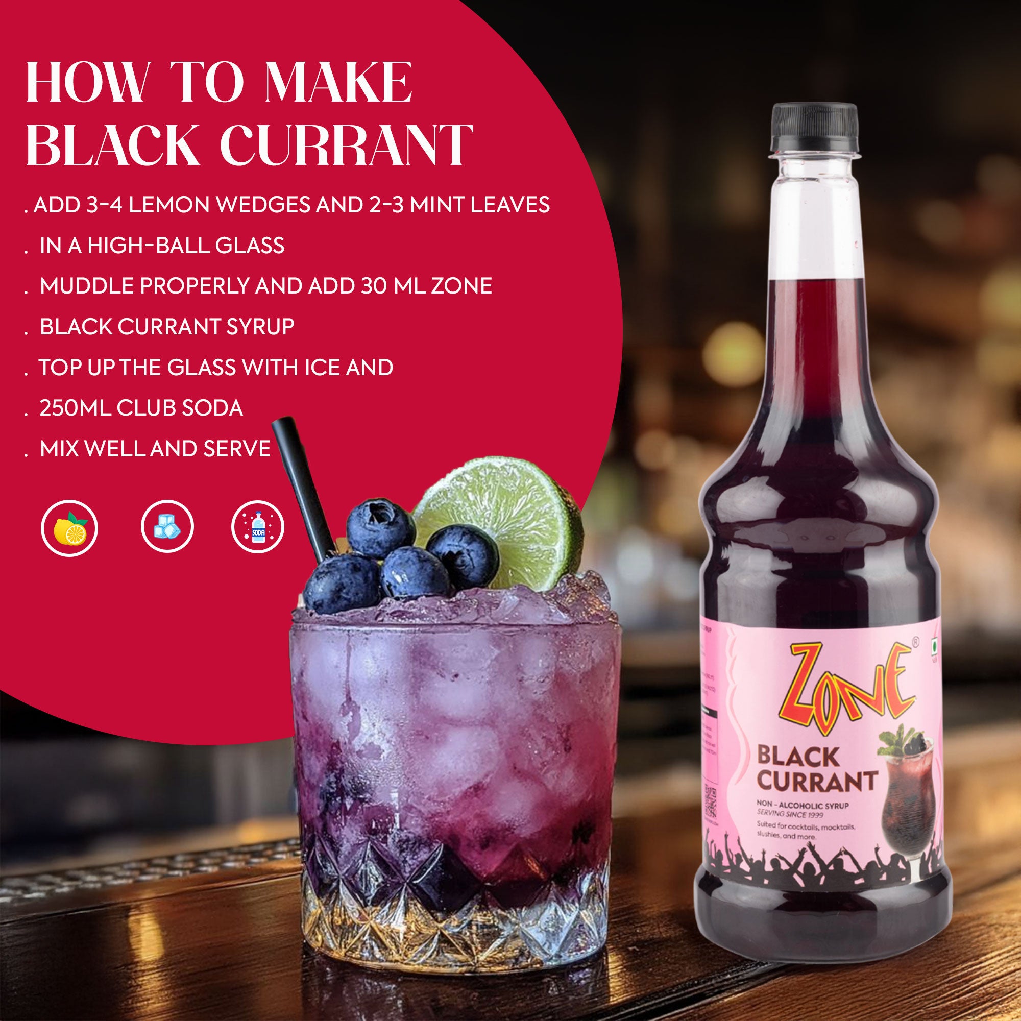Zone Black Currant Flavoured Syrup 1000ml