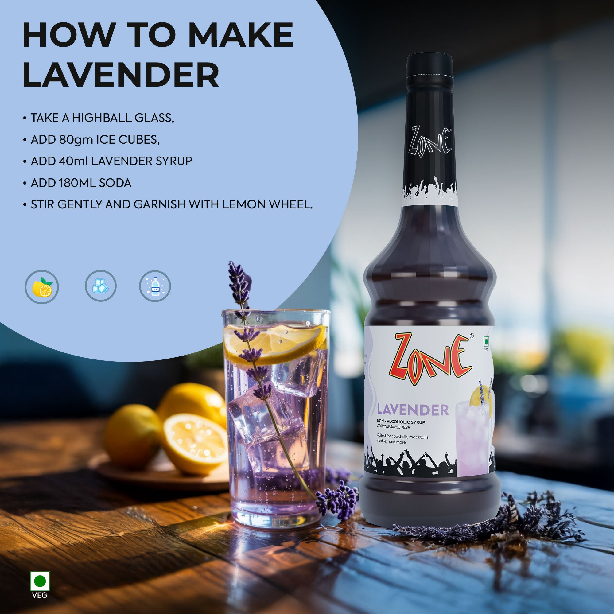 Zone Lavender Flavoured Syrup 1000ml