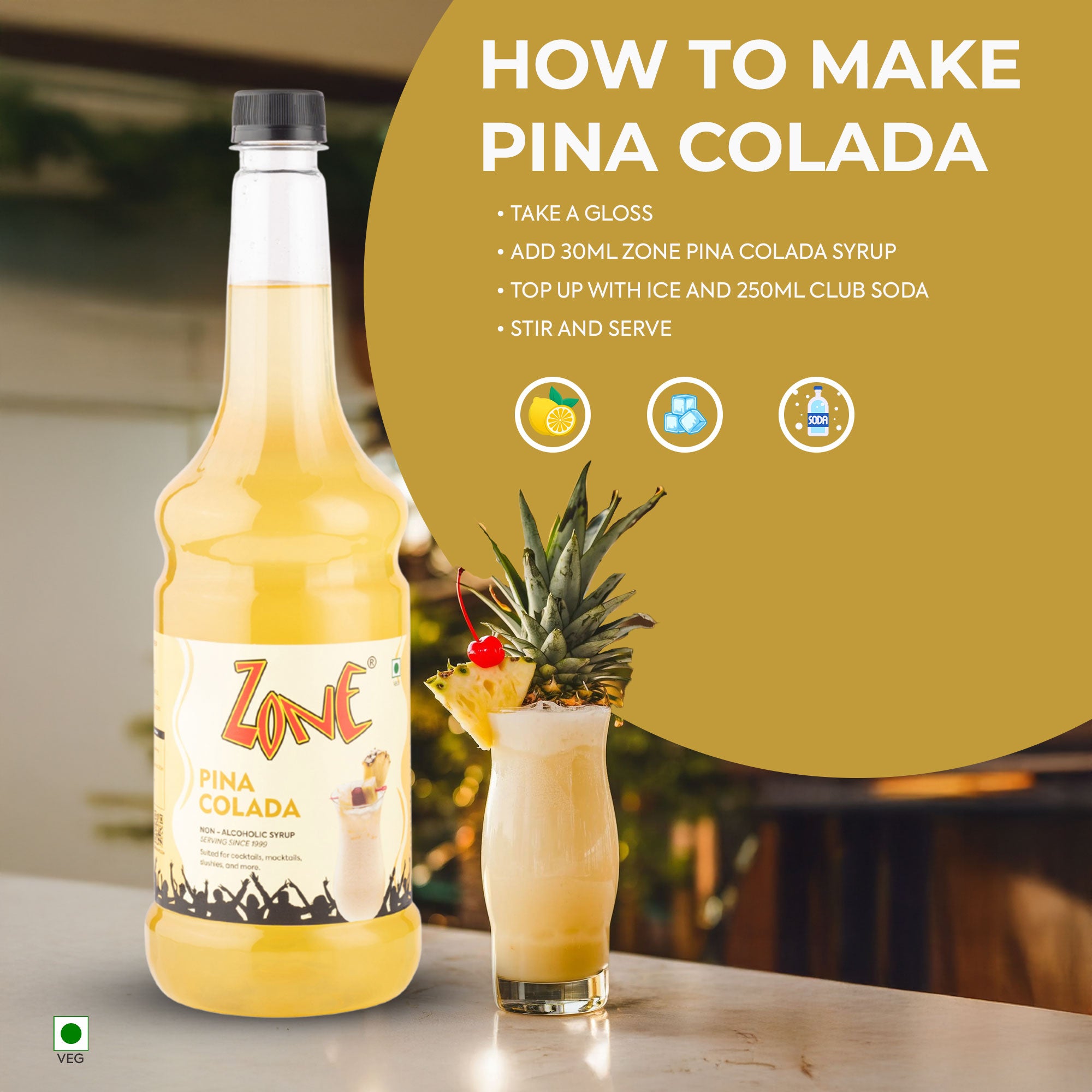 Zone Pina Colada Flavoured Syrup 1000ml