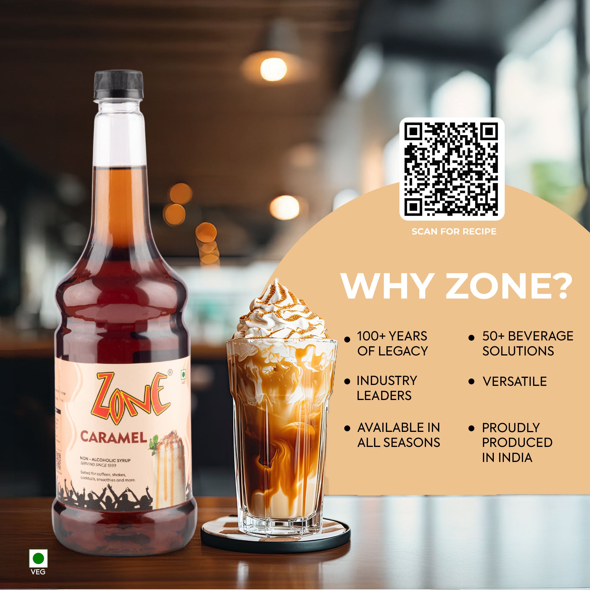 Zone Caramel Flavoured Syrup 1000ml