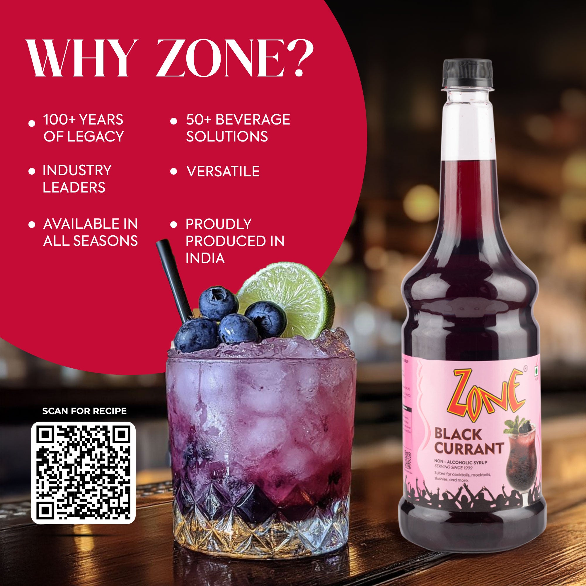 Zone Black Currant Flavoured Syrup 1000ml