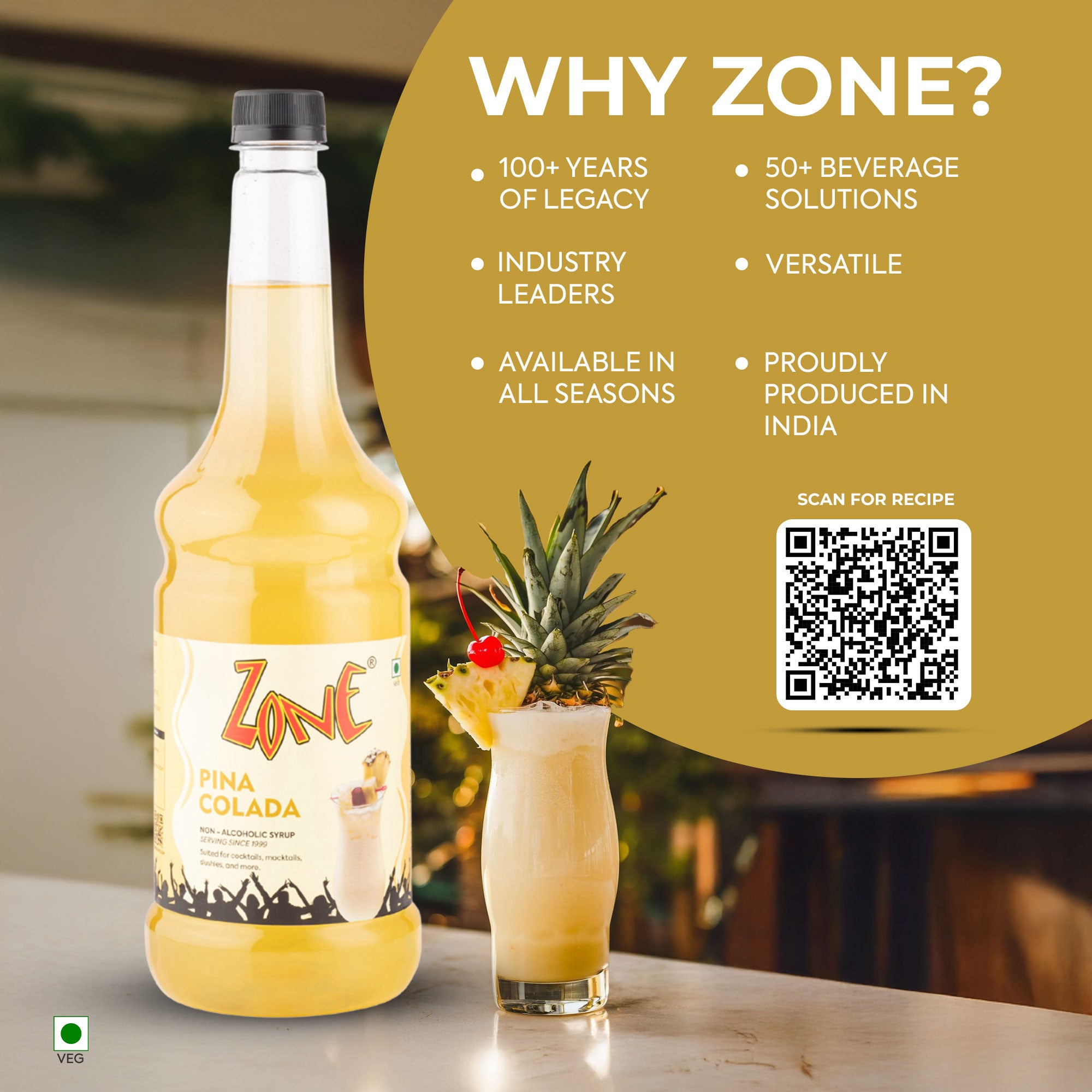Zone Pina Colada Flavoured Syrup 1000ml