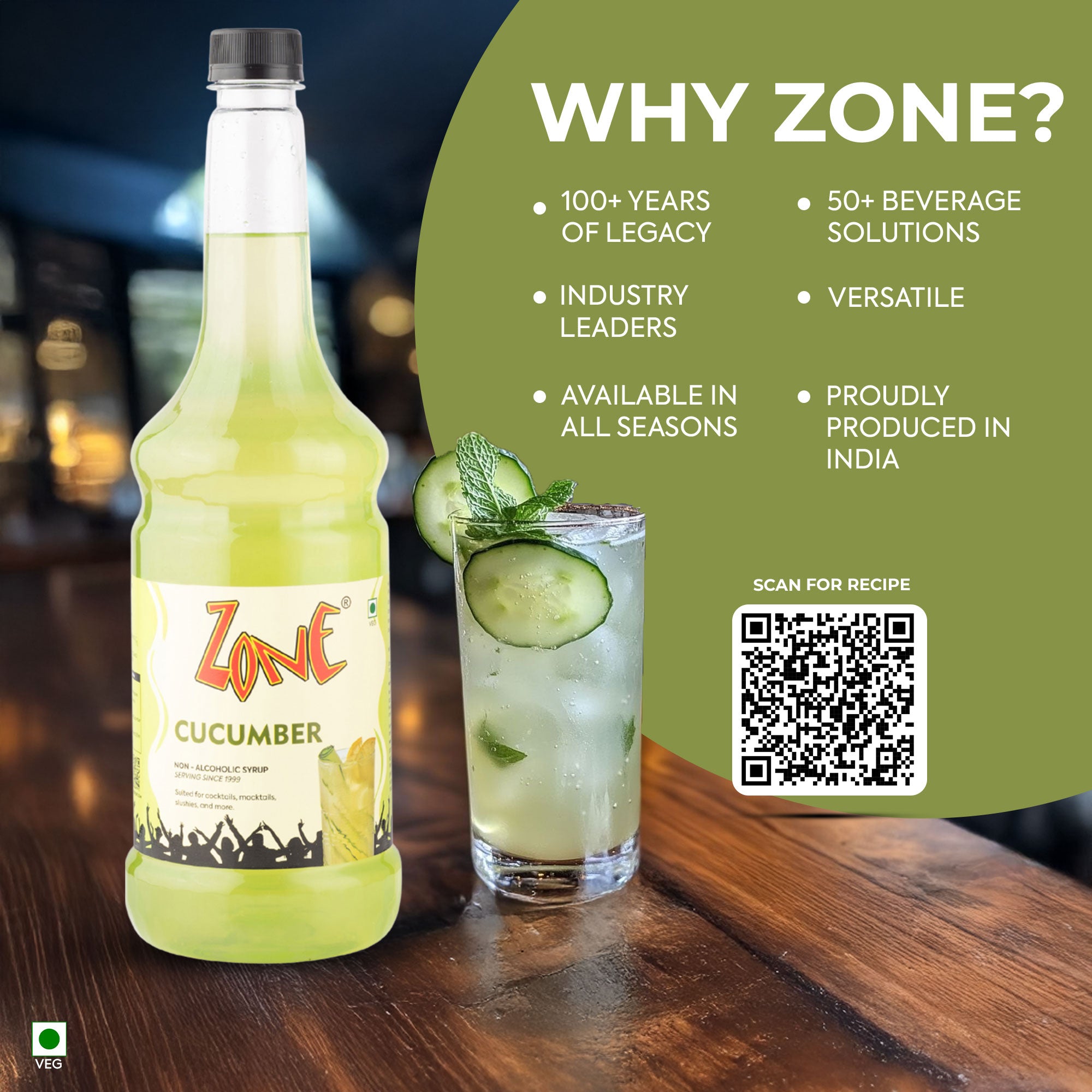 Zone Cucumber Flavoured Syrup 1000ml