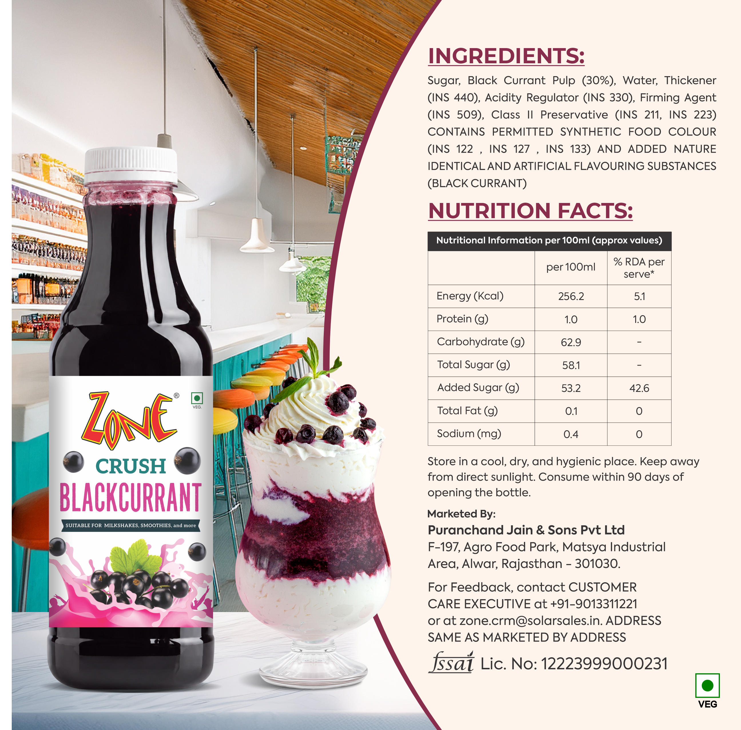 Zone BlackCurrant Flavoured Crush 750ml