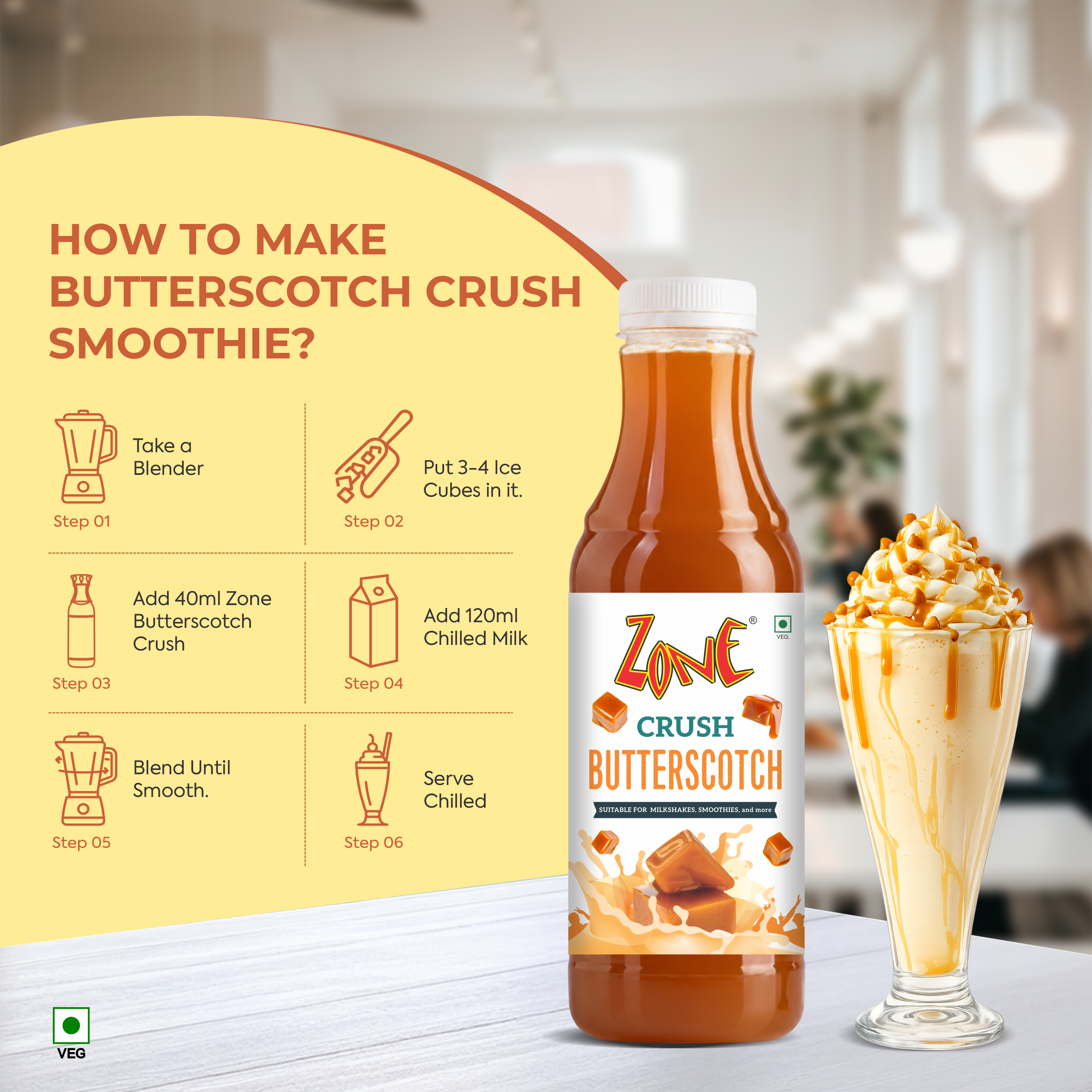 Zone Butterscotch Flavoured Crush 750ml