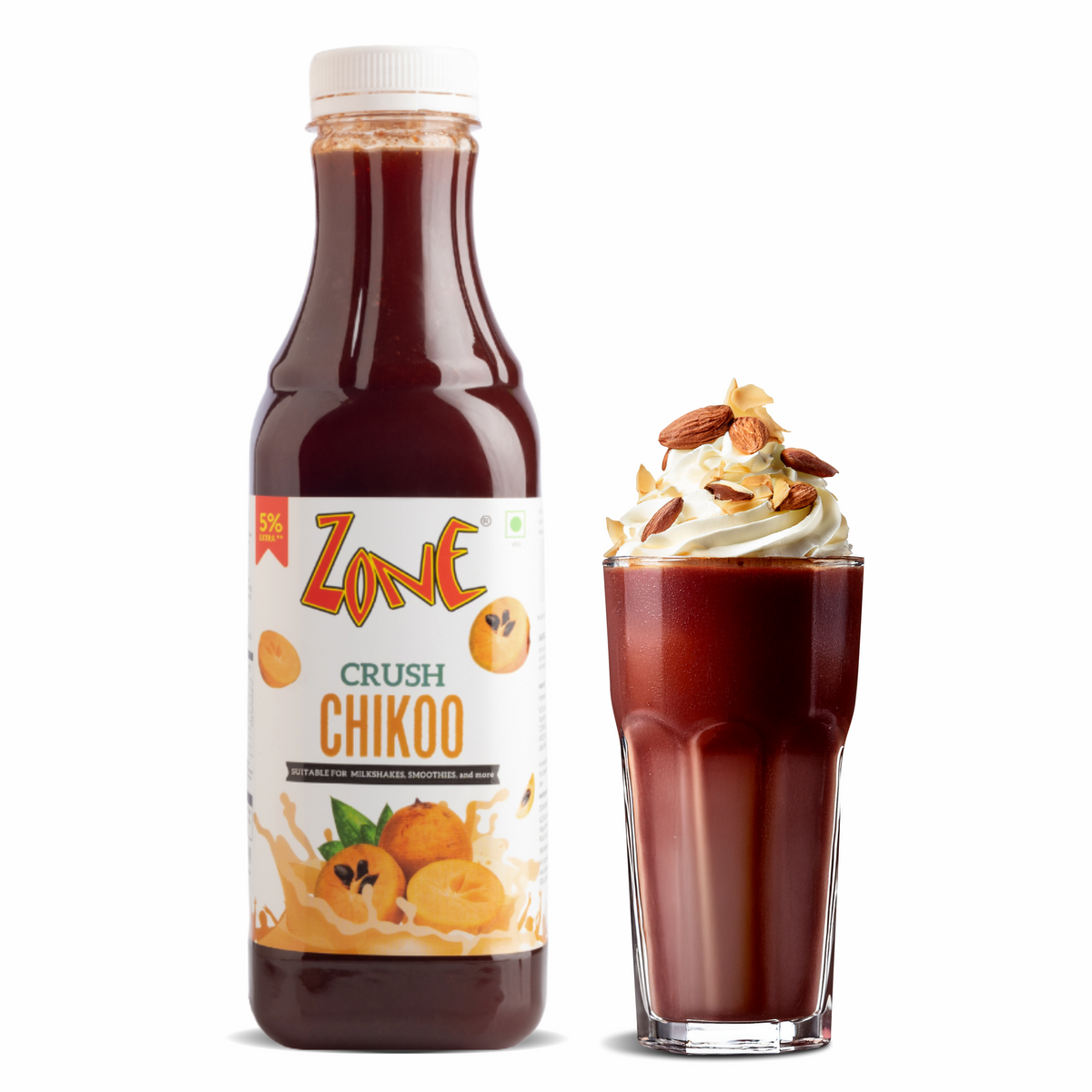 Zone Chickoo Flavoured Crush | Mocktails, Milkshakes, & more