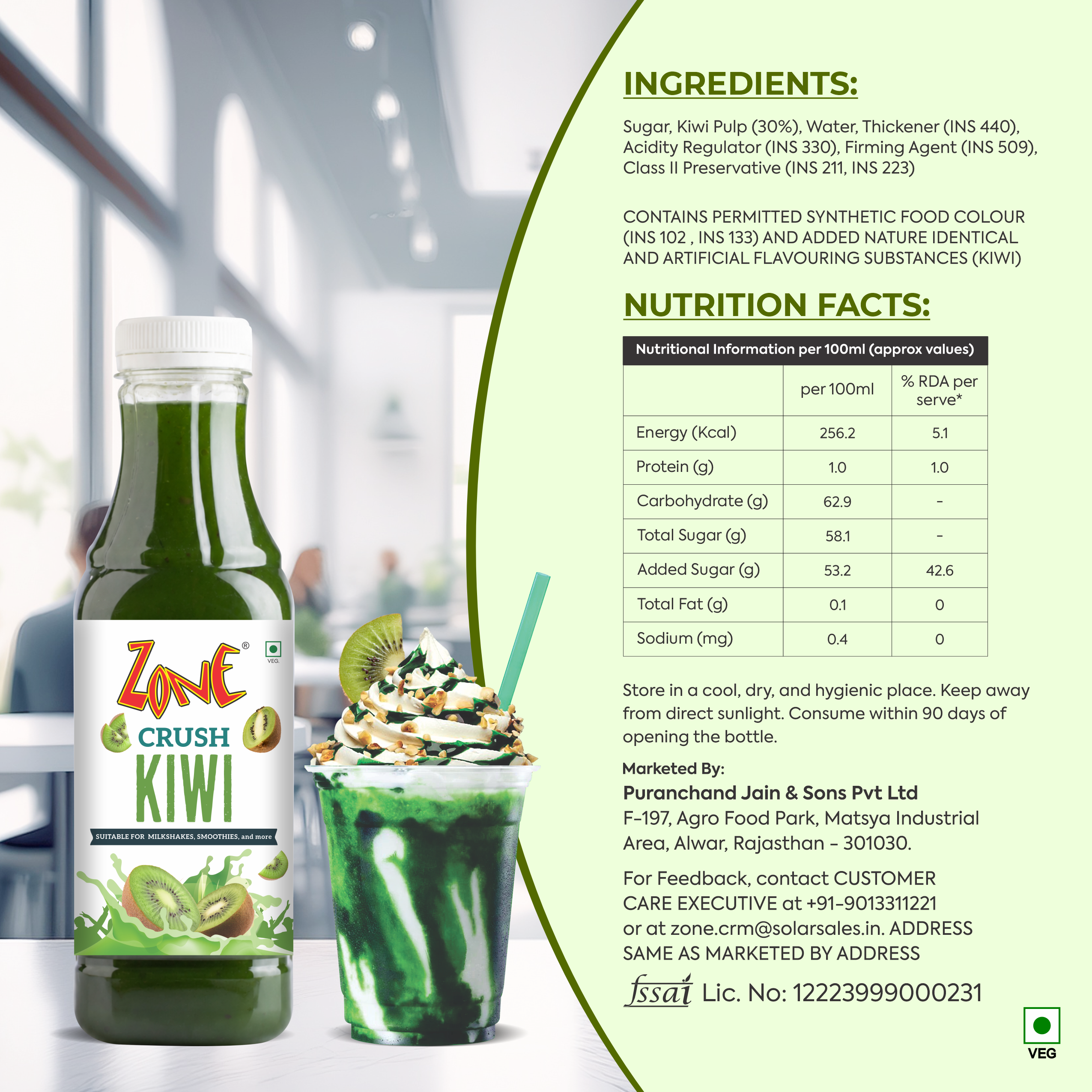 Zone Kiwi Flavoured Crush 750ml
