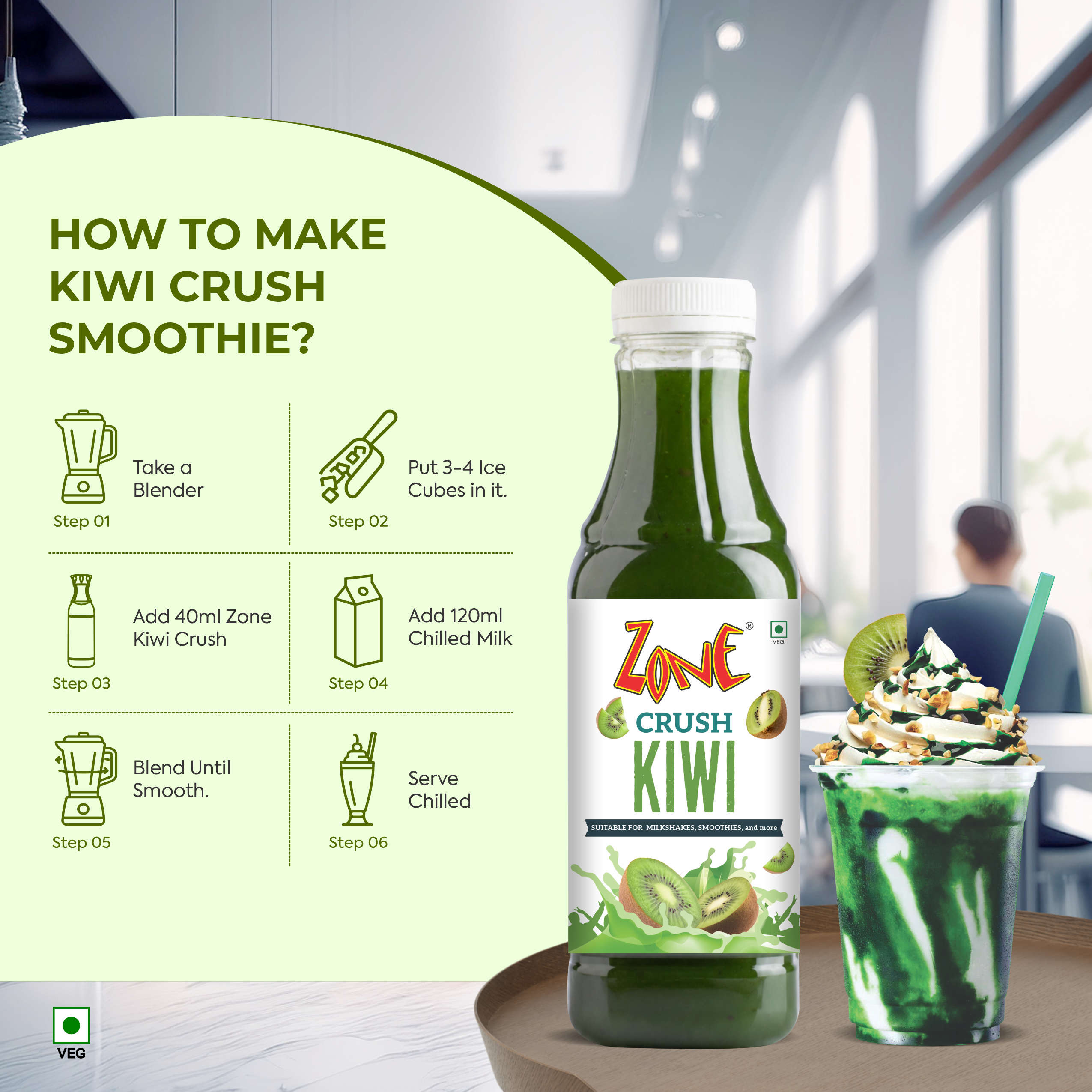 Zone Kiwi Flavoured Crush 750ml