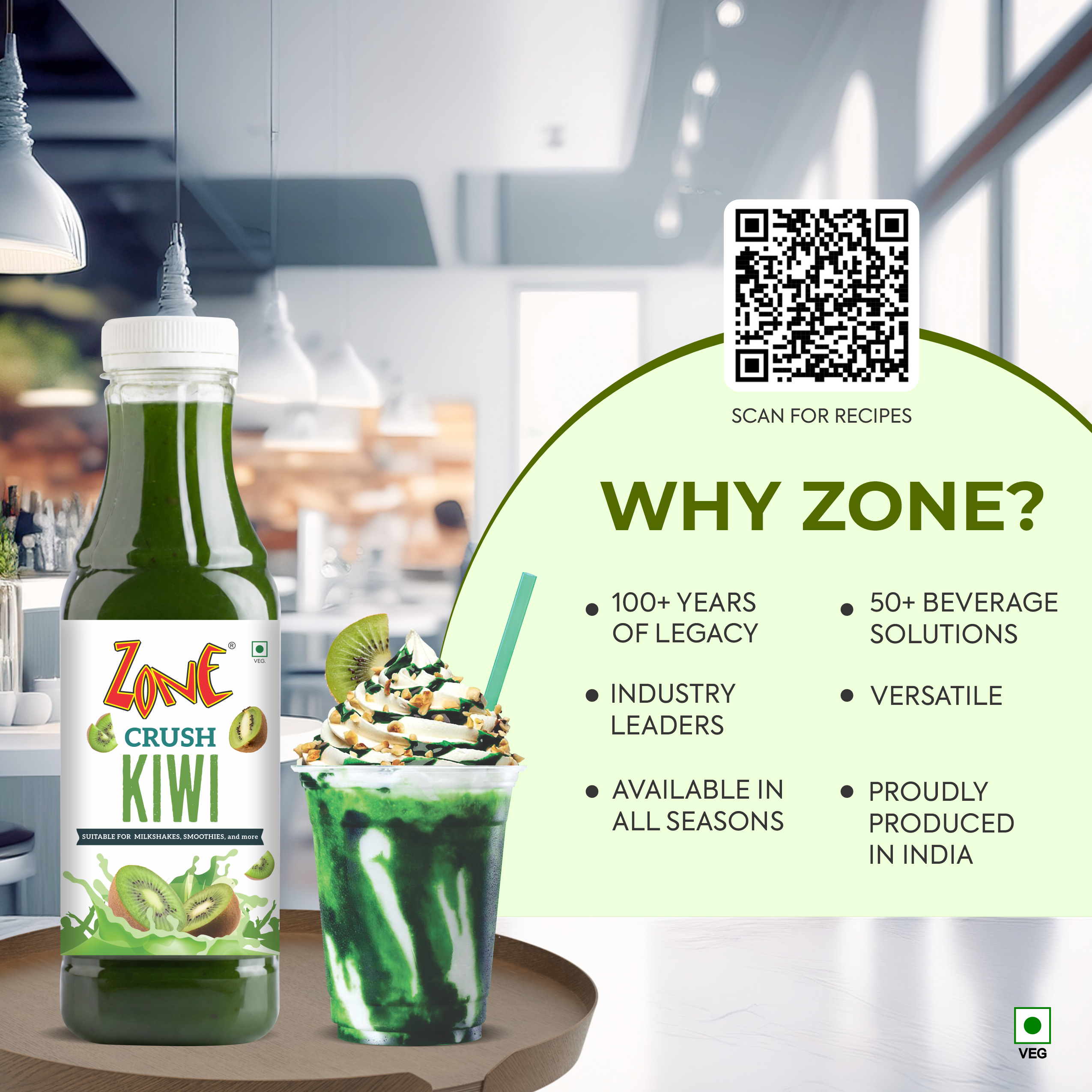 Zone Kiwi Flavoured Crush 750ml