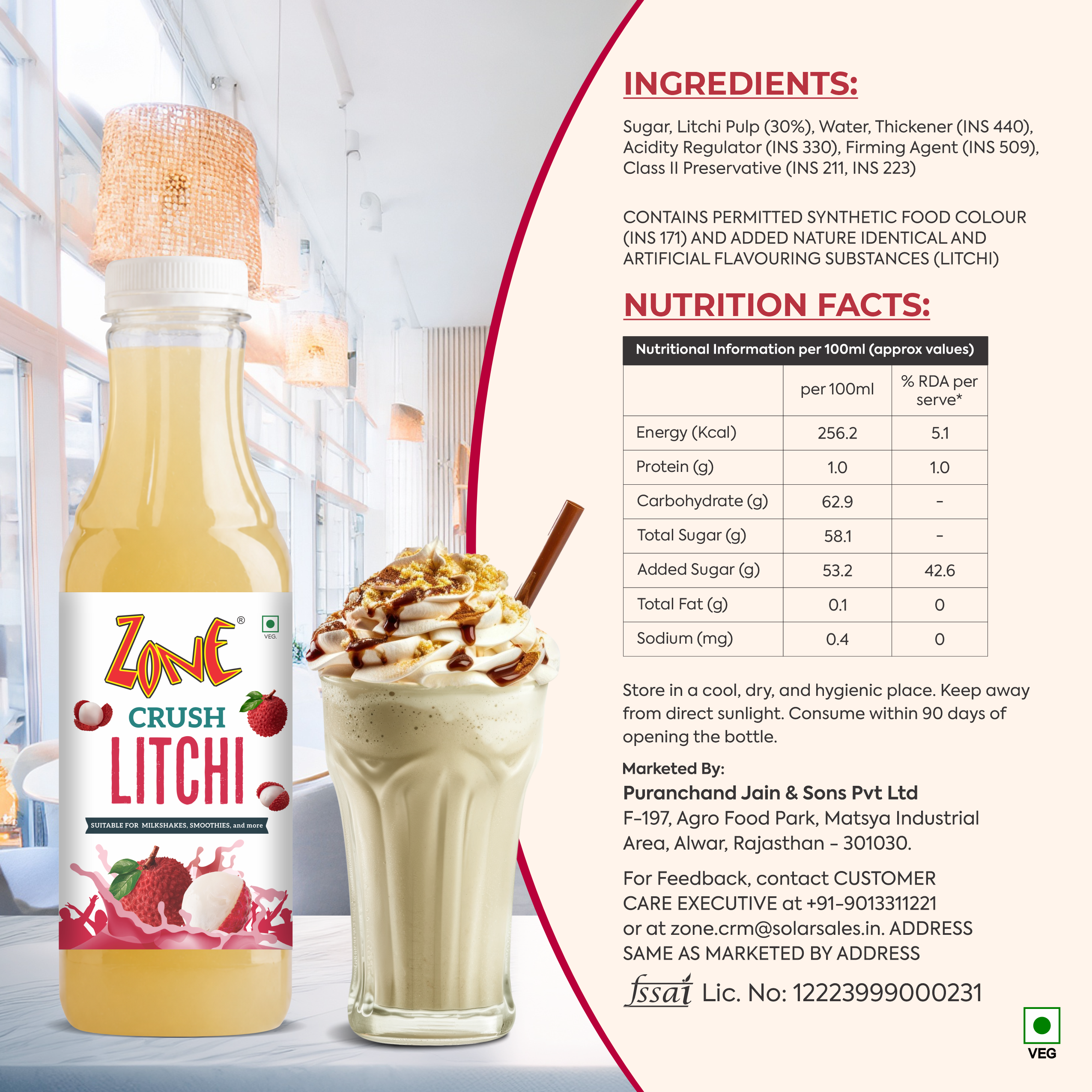 Zone Litchi Flavoured Crush 750ml