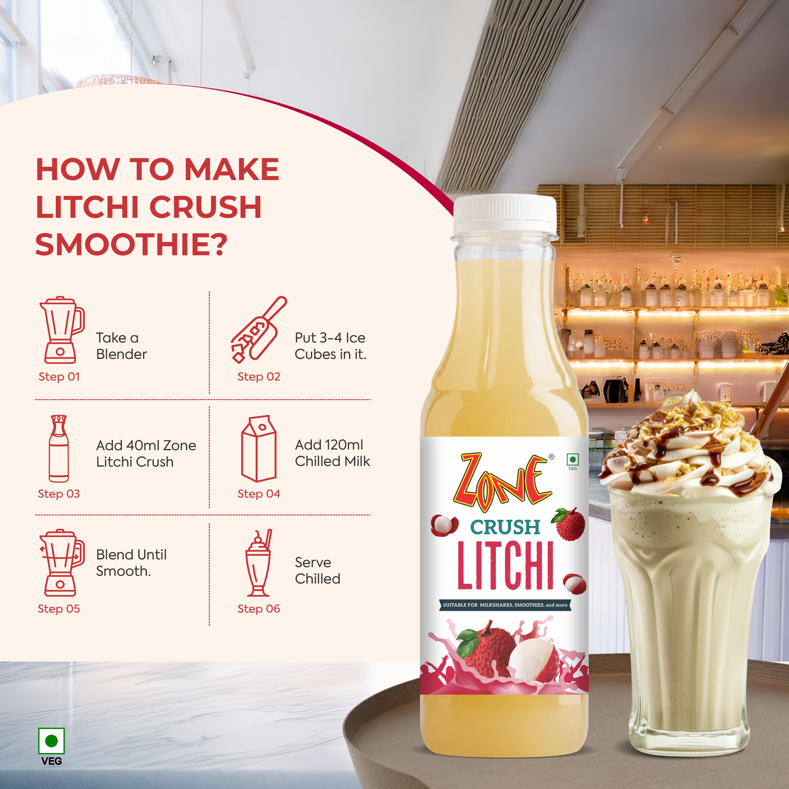 Zone Litchi Flavoured Crush 750ml