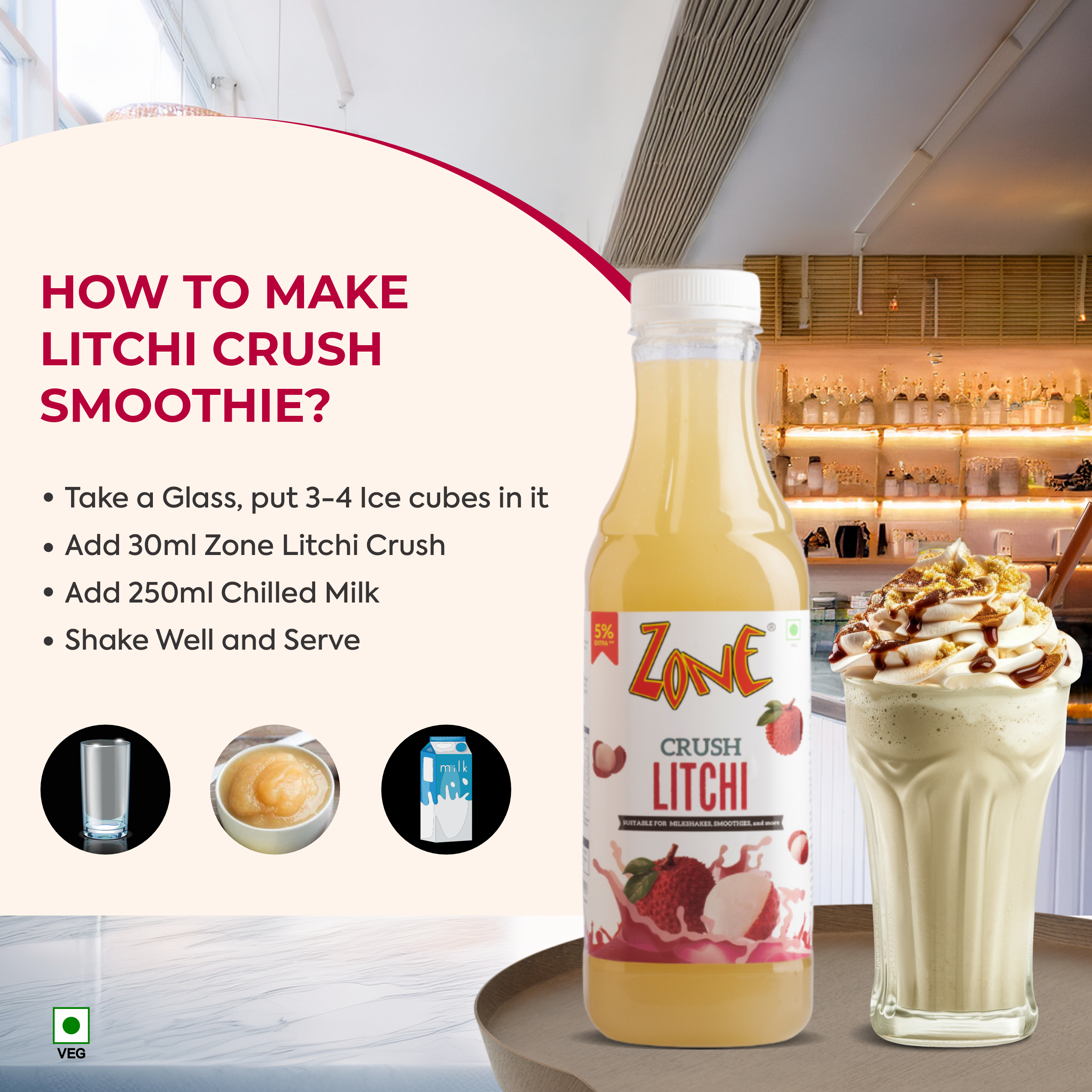 Zone Litchi Flavoured Crush 750ml