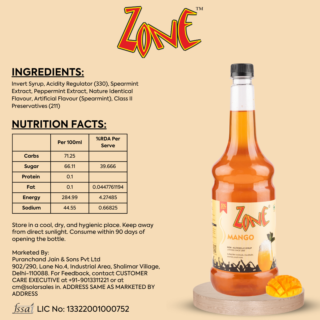 Zone Mango Flavoured Syrup