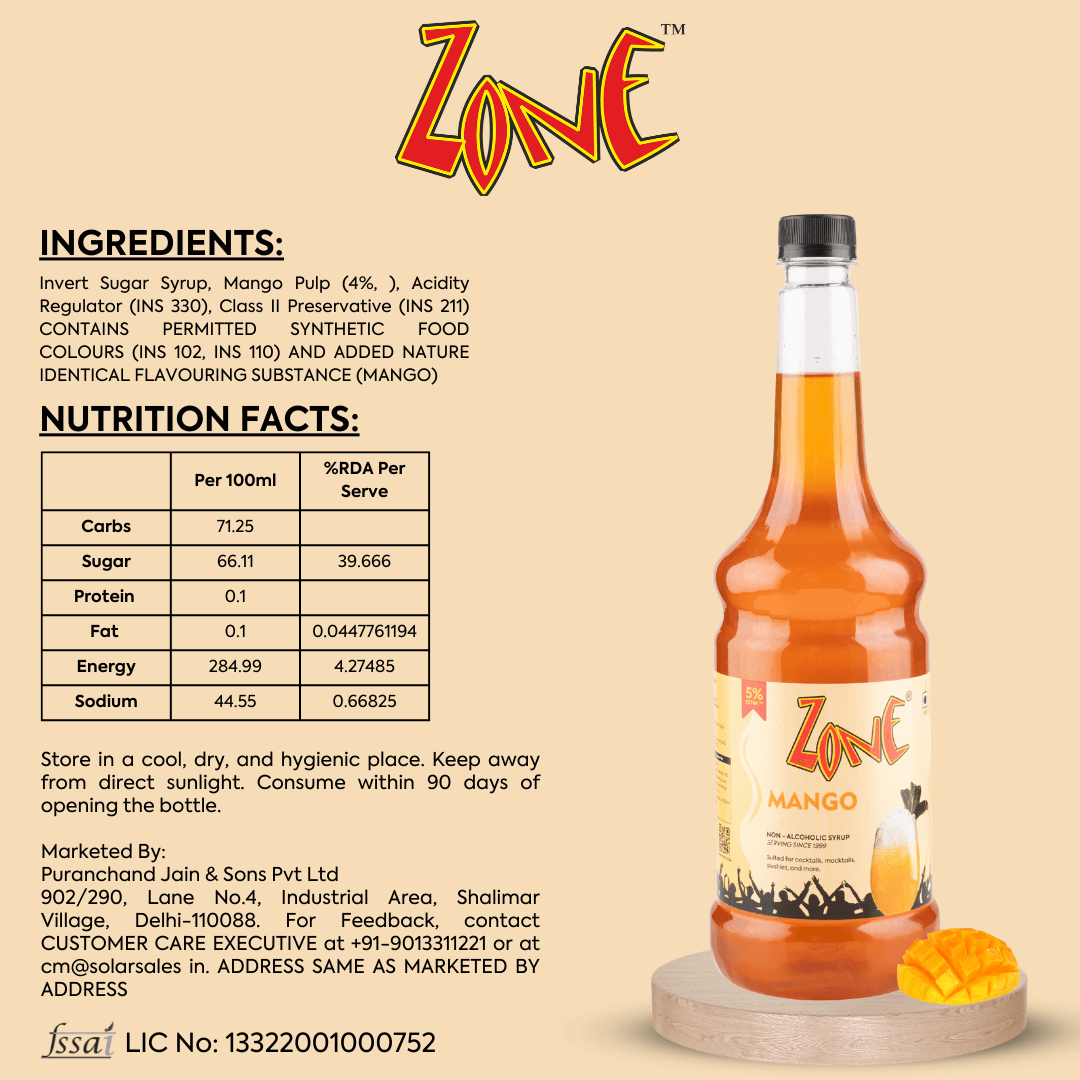 Zone Mango Flavoured Syrup