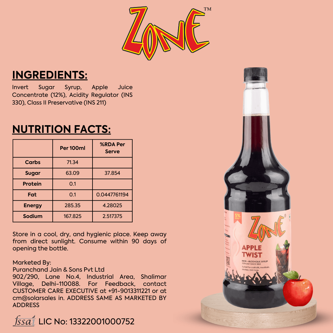 Zone Apple Twist Flavoured Syrup 1050ml