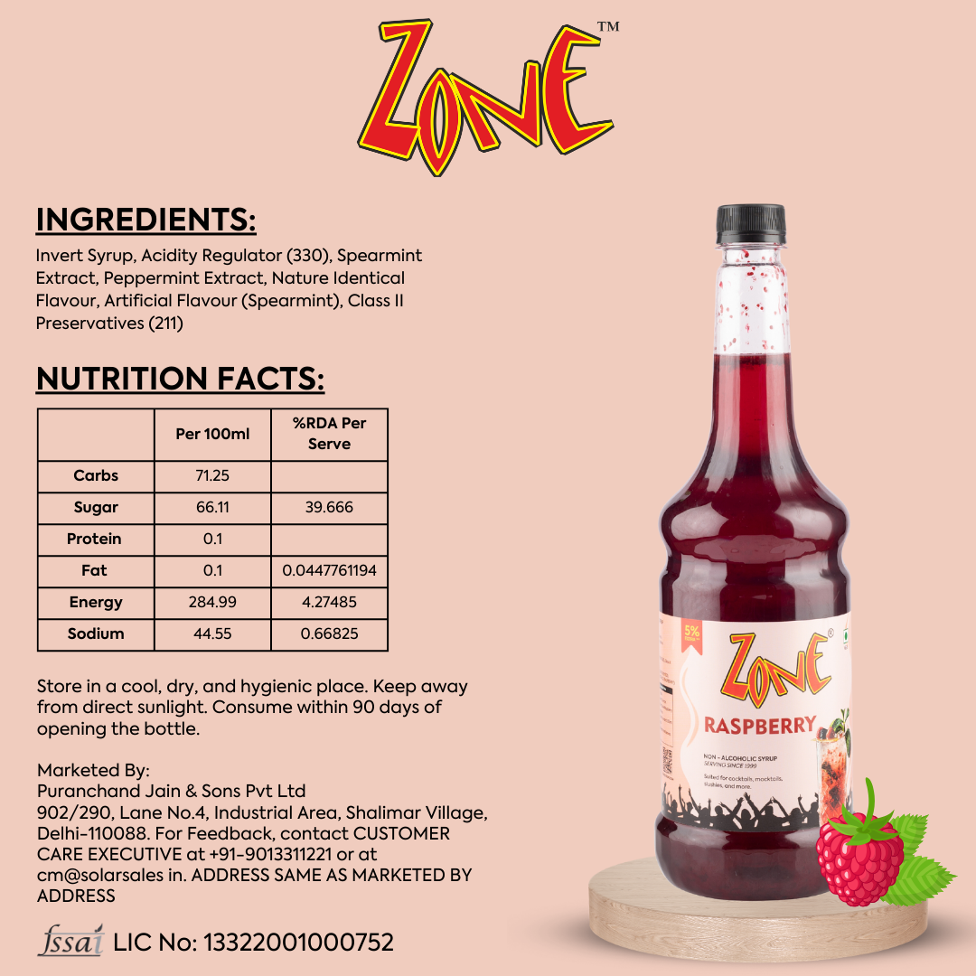 Zone Raspberry Flavoured Syrup