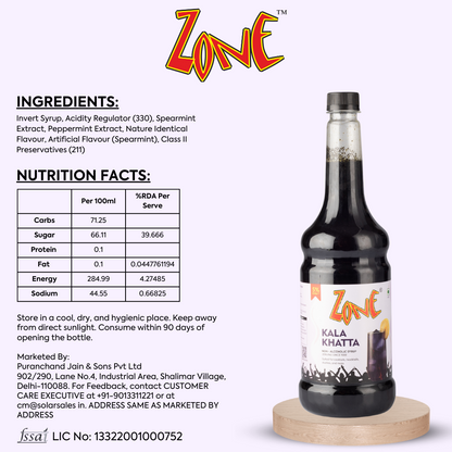 Zone Kala Khatta Flavoured Syrup