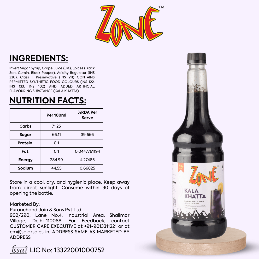 Zone Kala Khatta Flavoured Syrup