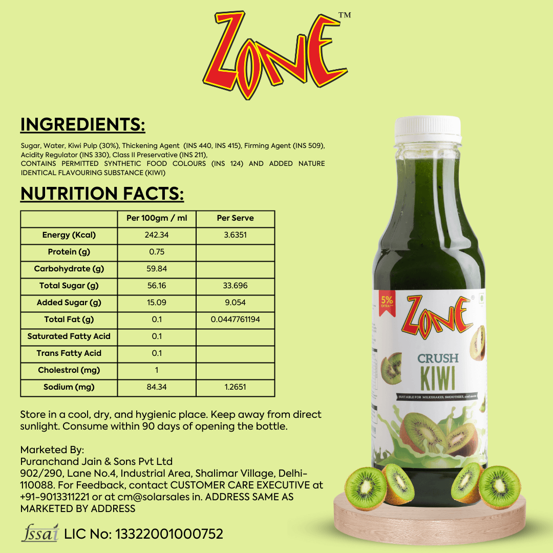 Zone Kiwi Flavoured Crush 750ml