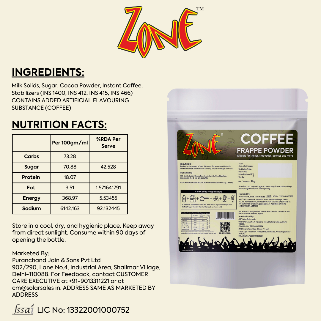 Zone Coffee Frappe Powder 1kg