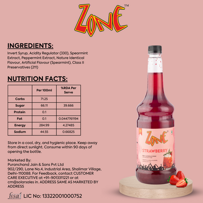 Zone Strawberry Flavoured Syrup