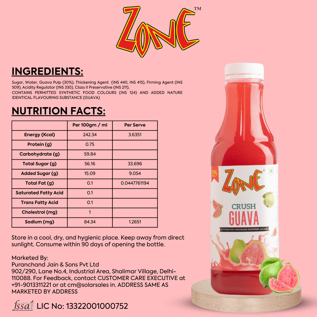 Zone Guava Flavoured Crush 750ml