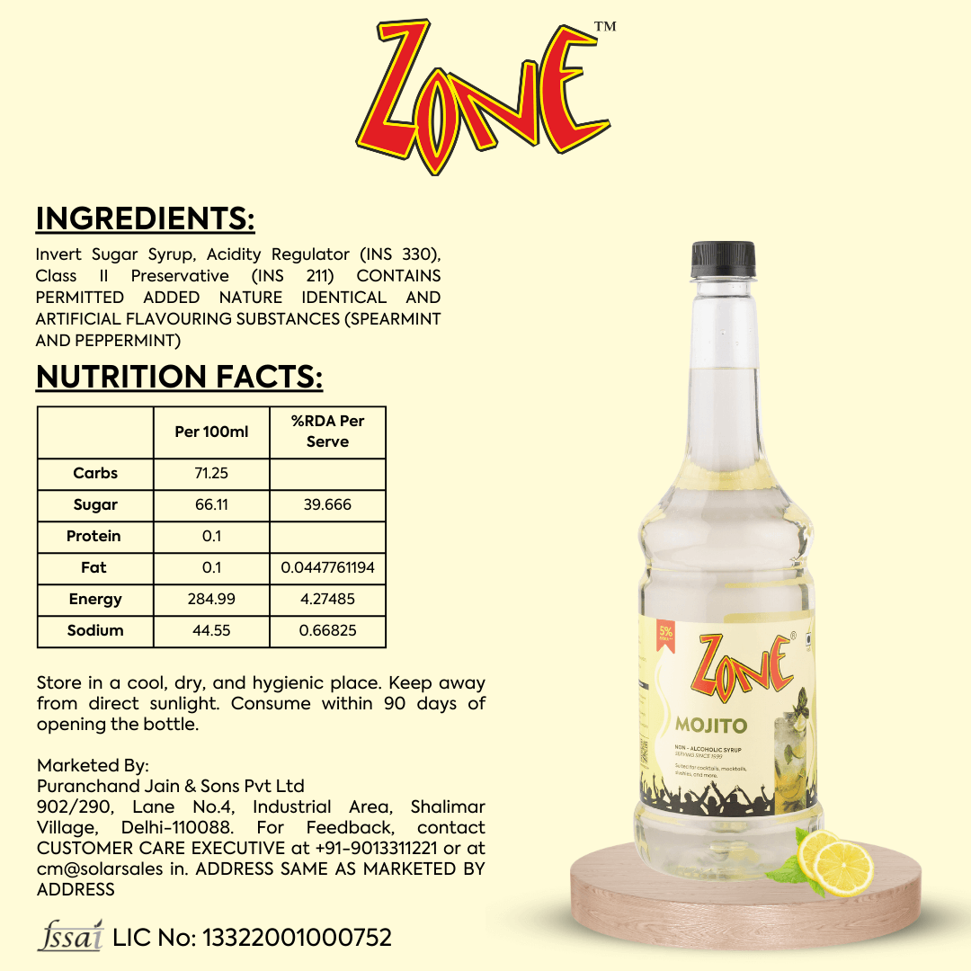 Zone Mojito Flavoured Syrup 1050ml