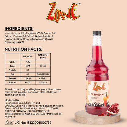 Zone Grenadine Flavoured Syrup