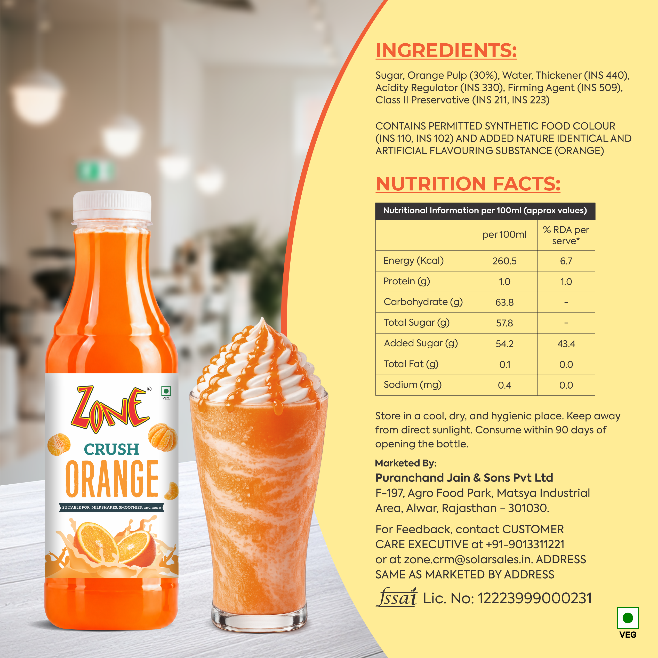 Zone Orange Flavoured Crush 750ml