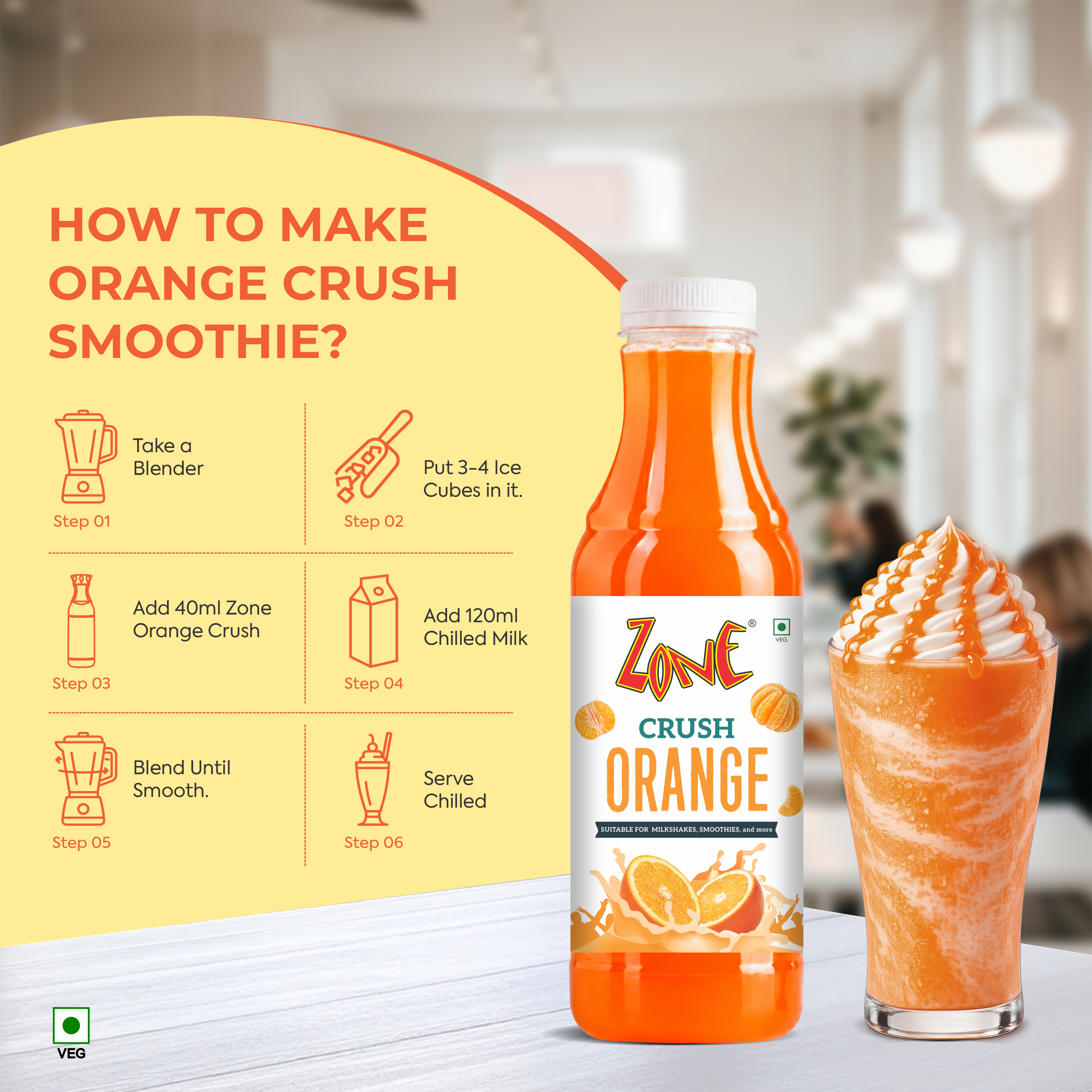 Zone Orange Flavoured Crush 750ml