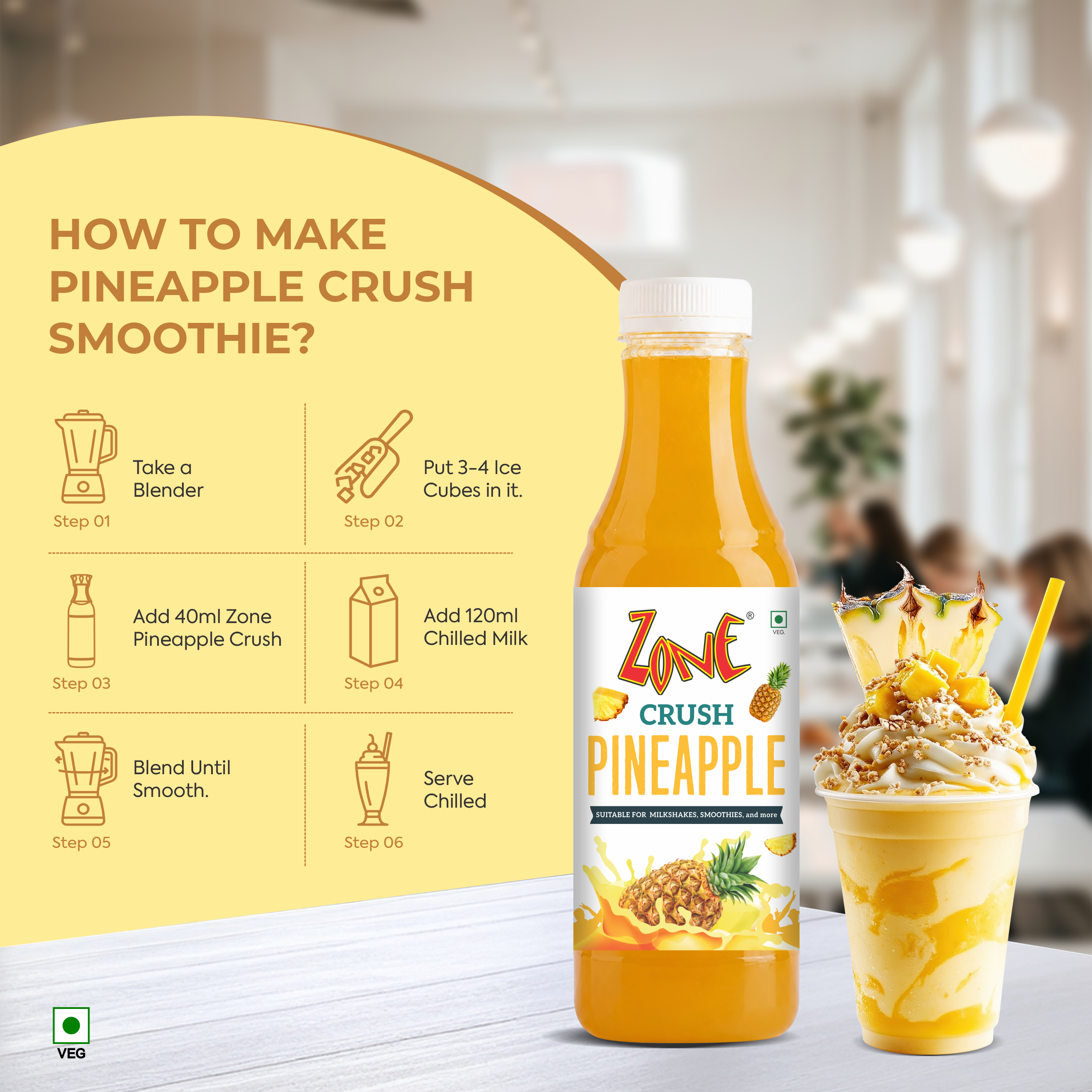 Zone Pineapple Flavoured Crush 750ml